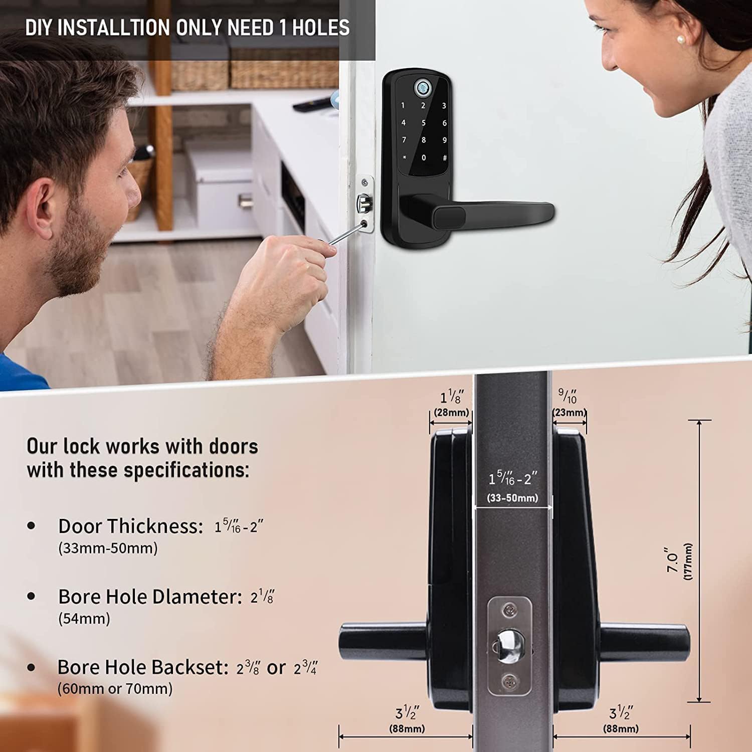 Xenocam 8-in-1 Keyless Entry Door Lock with Fingerprint Keypad
