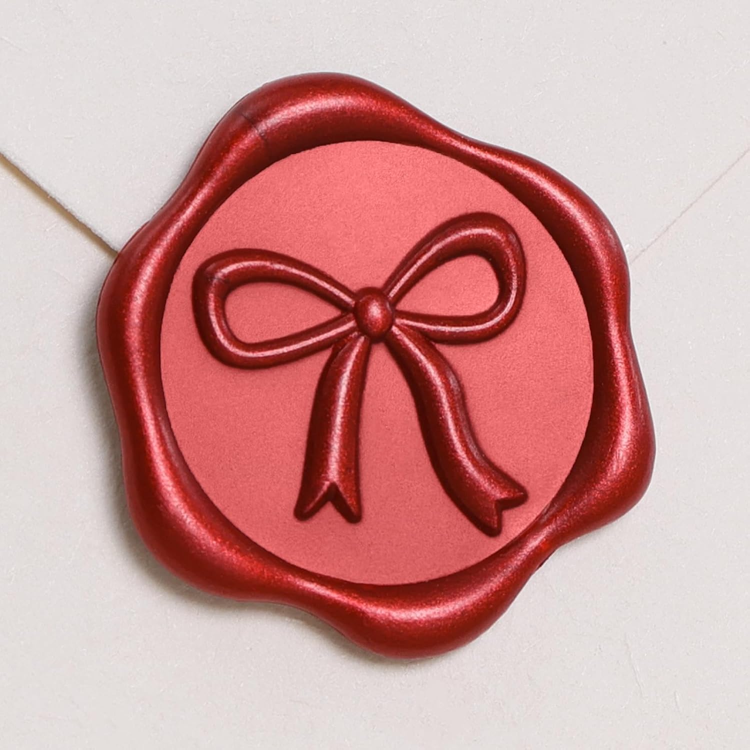 UNIQOOO 3D Bow Wax Seal Stickers 50 Pcs Burgundy Red Seals