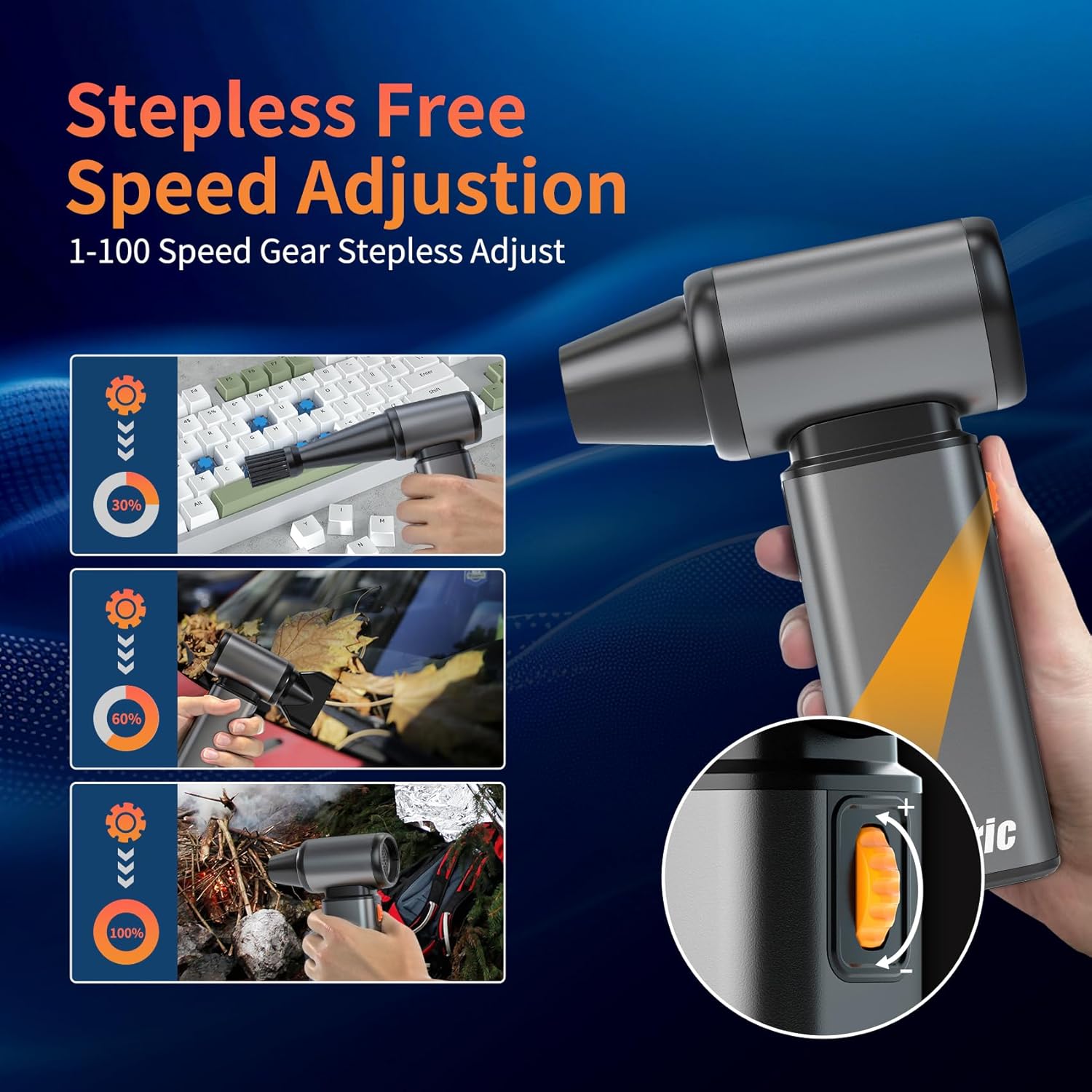Synric Cordless Air Duster with Stepless Speed Control