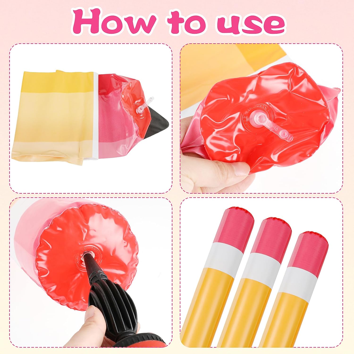 FOIMAS 6 Pack Giant Inflatable Pencils 275 Inch Yellow Decor
