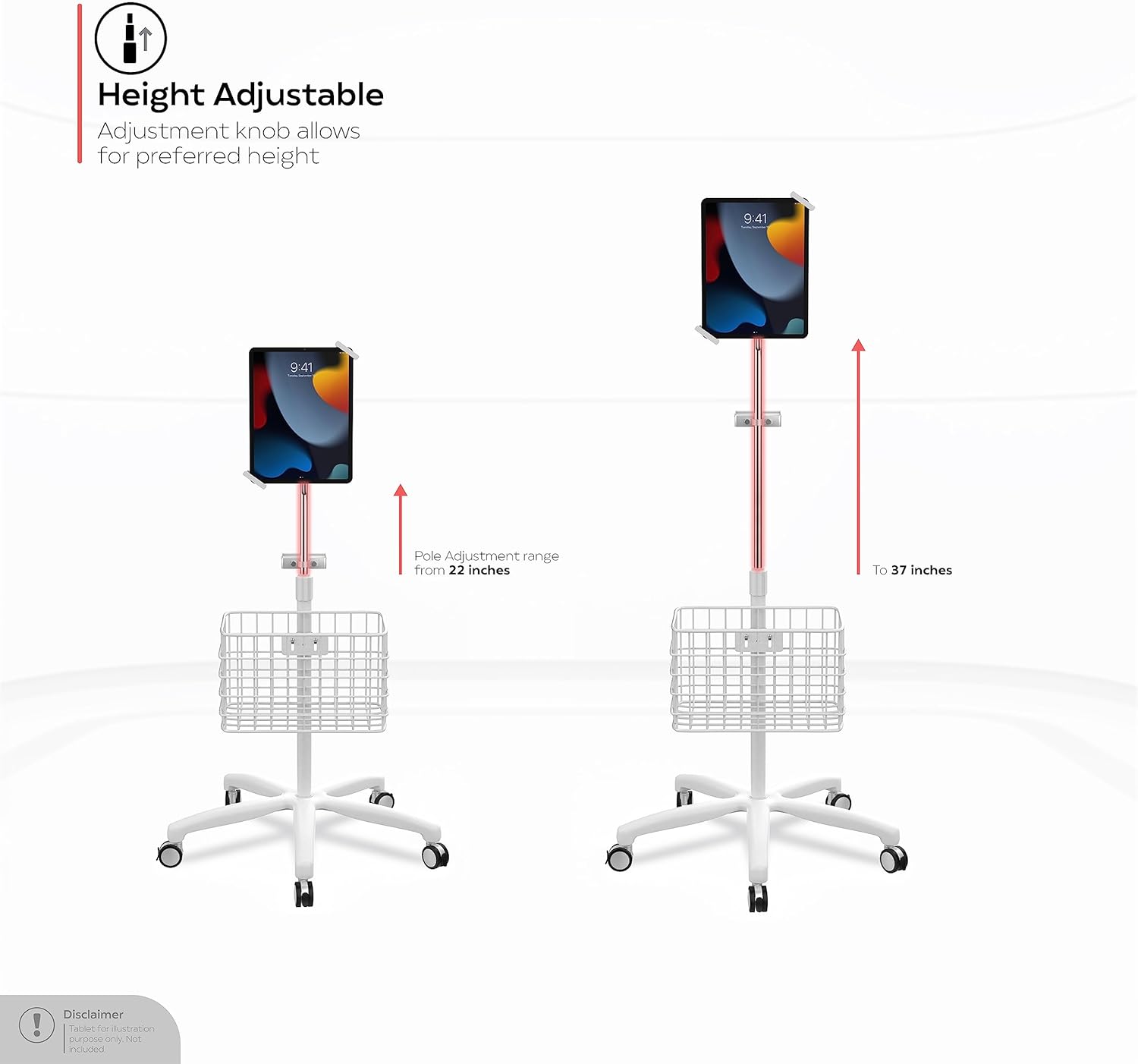 CTA Heavy-Duty Medical Floor Stand for Tablets - White
