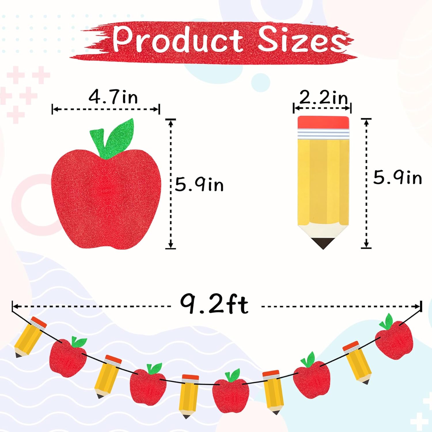 VILIFEVER 2 Pieces Pencil Apple Banner Back to School Decorations