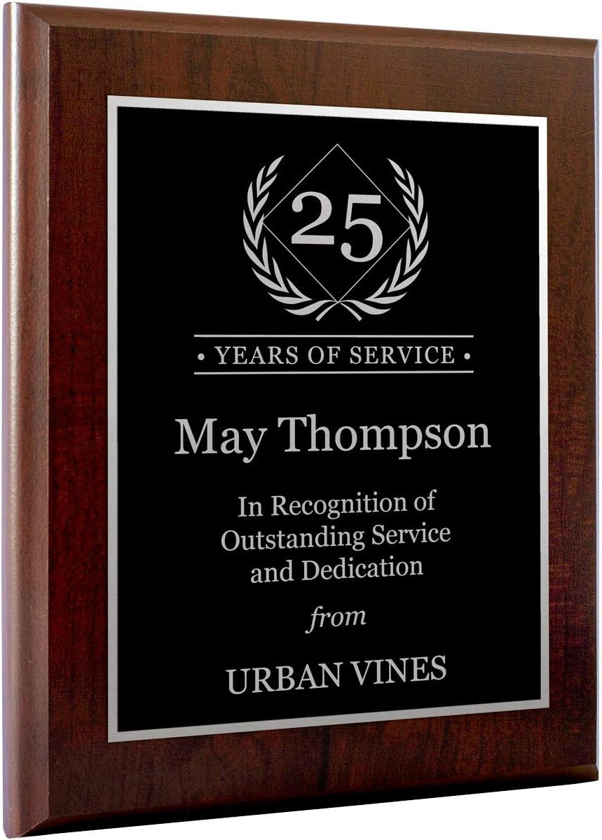 PlaqueMaker Personalized Years of Service Award - Black with Silver