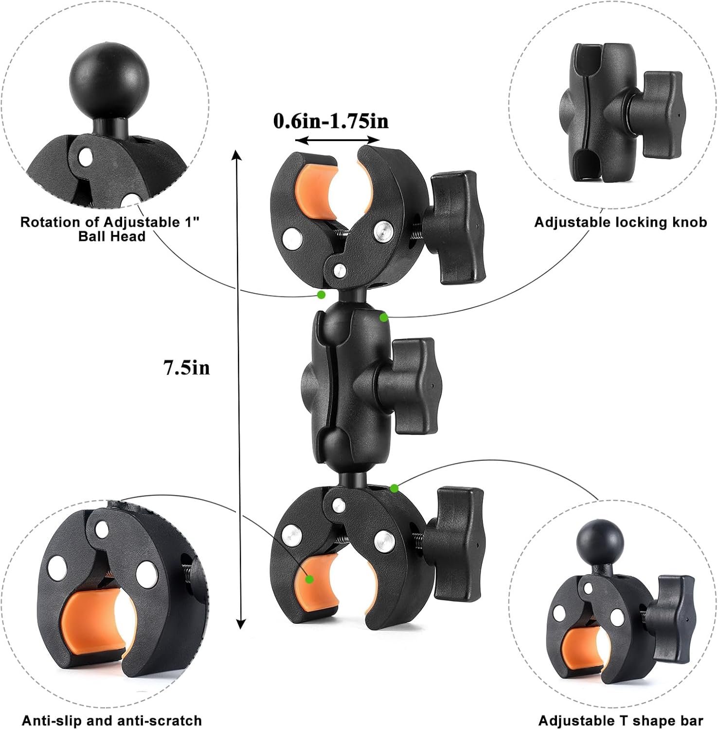 Super Double Clamp Camera Mount with Rotatable Adapter