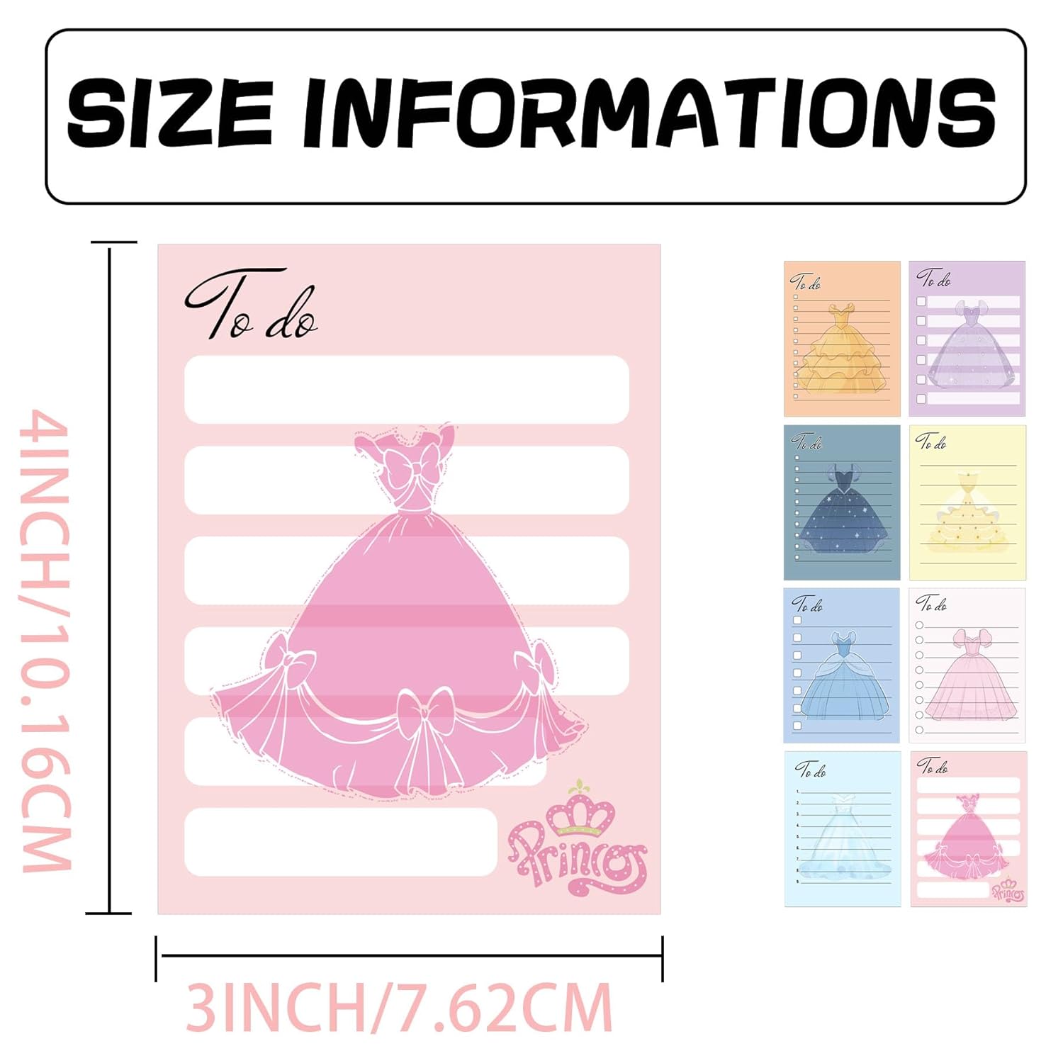 Princess Theme Daily Checklist Notebooks 8 Pack