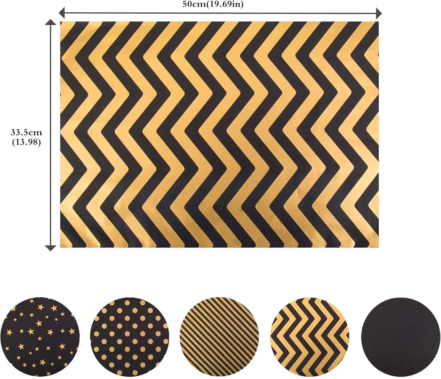 Larcenciel 50 Sheets Black Gold Tissue Paper 5 Styles for Gift Wrapping