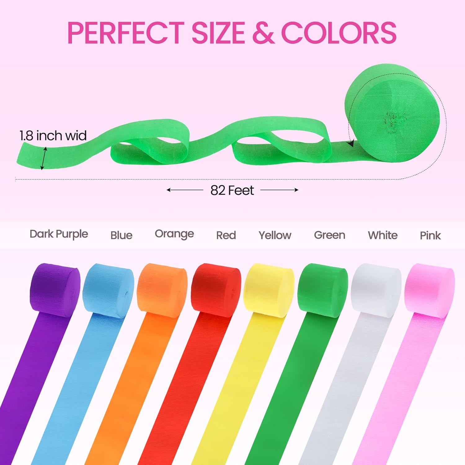 Berlune 48 Rolls Crepe Paper Streamers Rainbow Party Decorations