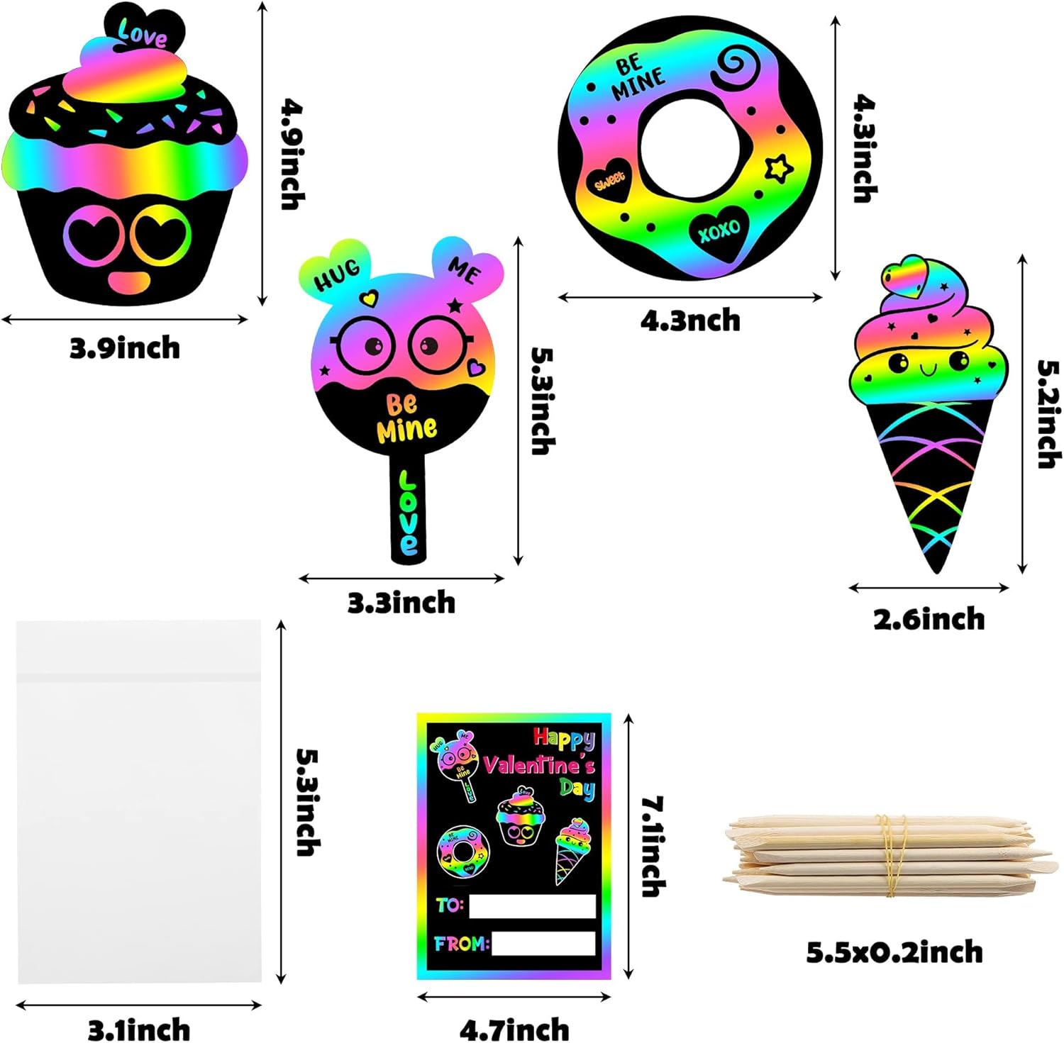 Haooryx 24-Piece Scratch Art Rainbow Bookmarks DIY Kit