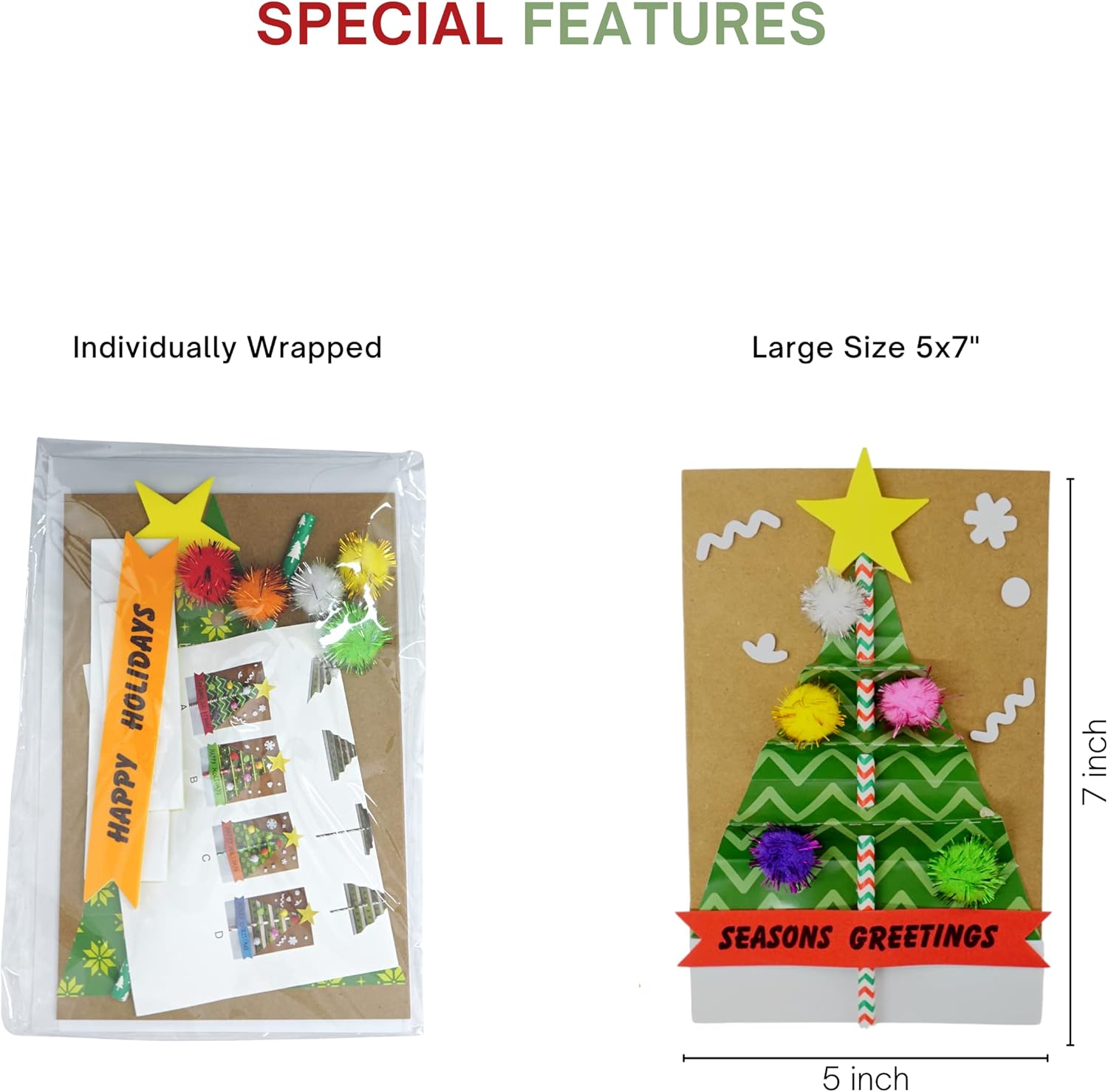 4Es Novelty Christmas Card Craft Kit for Kids 12 Pack