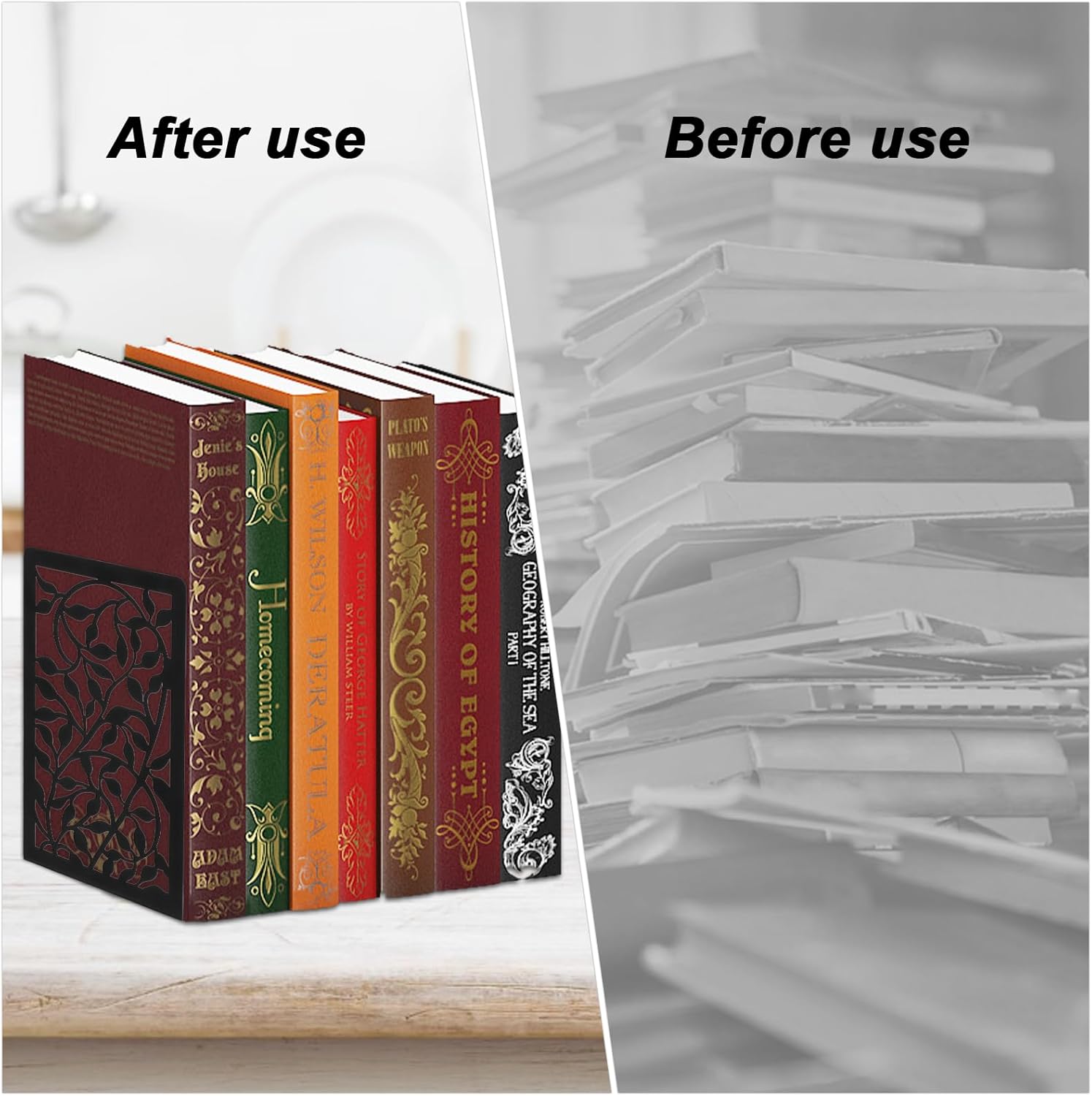 1 Pair Metal Bookends with Tree Design for Heavy Books