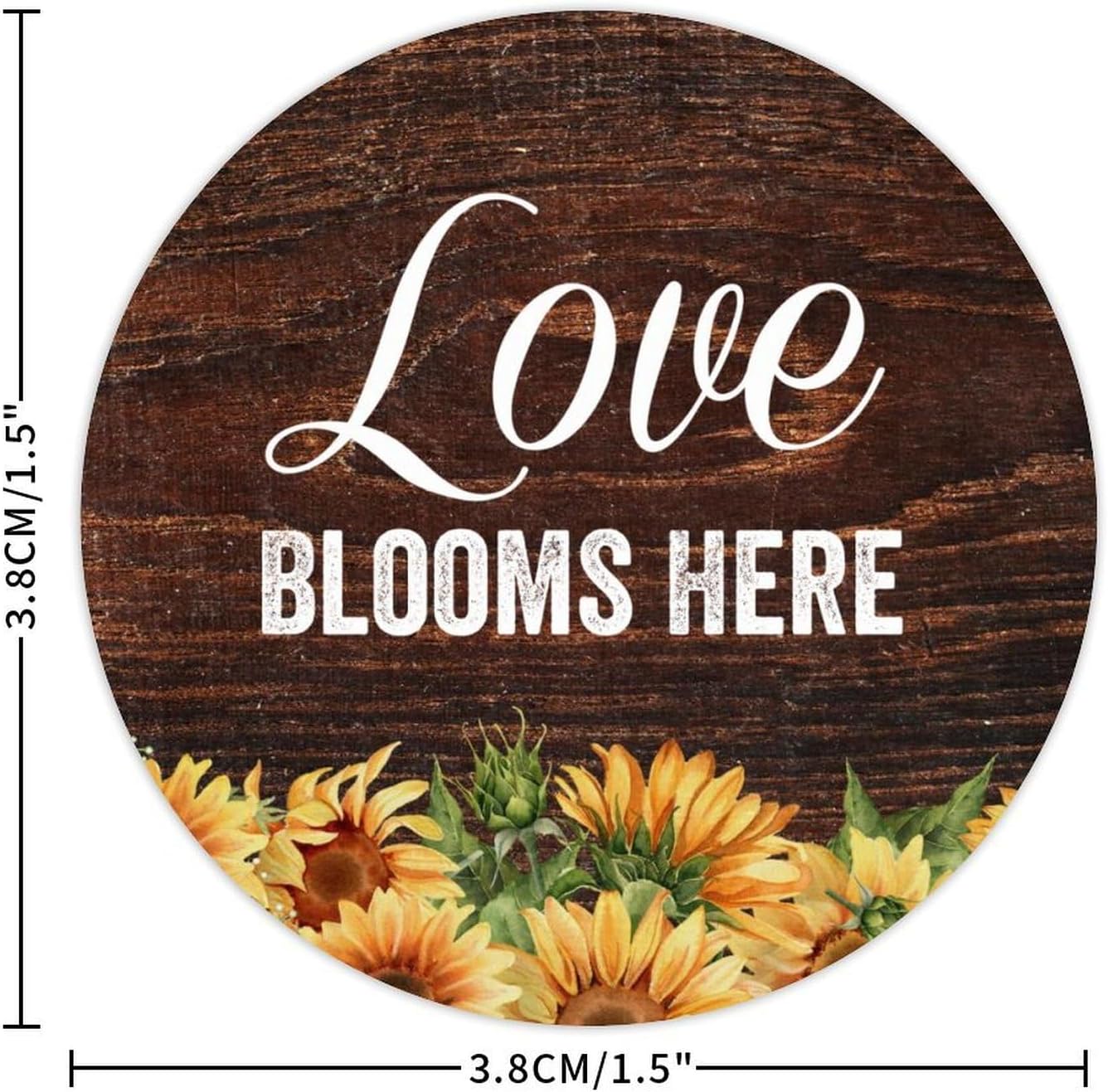 3in Round Label Stickers 100pcs Love Blooms Here Quotes