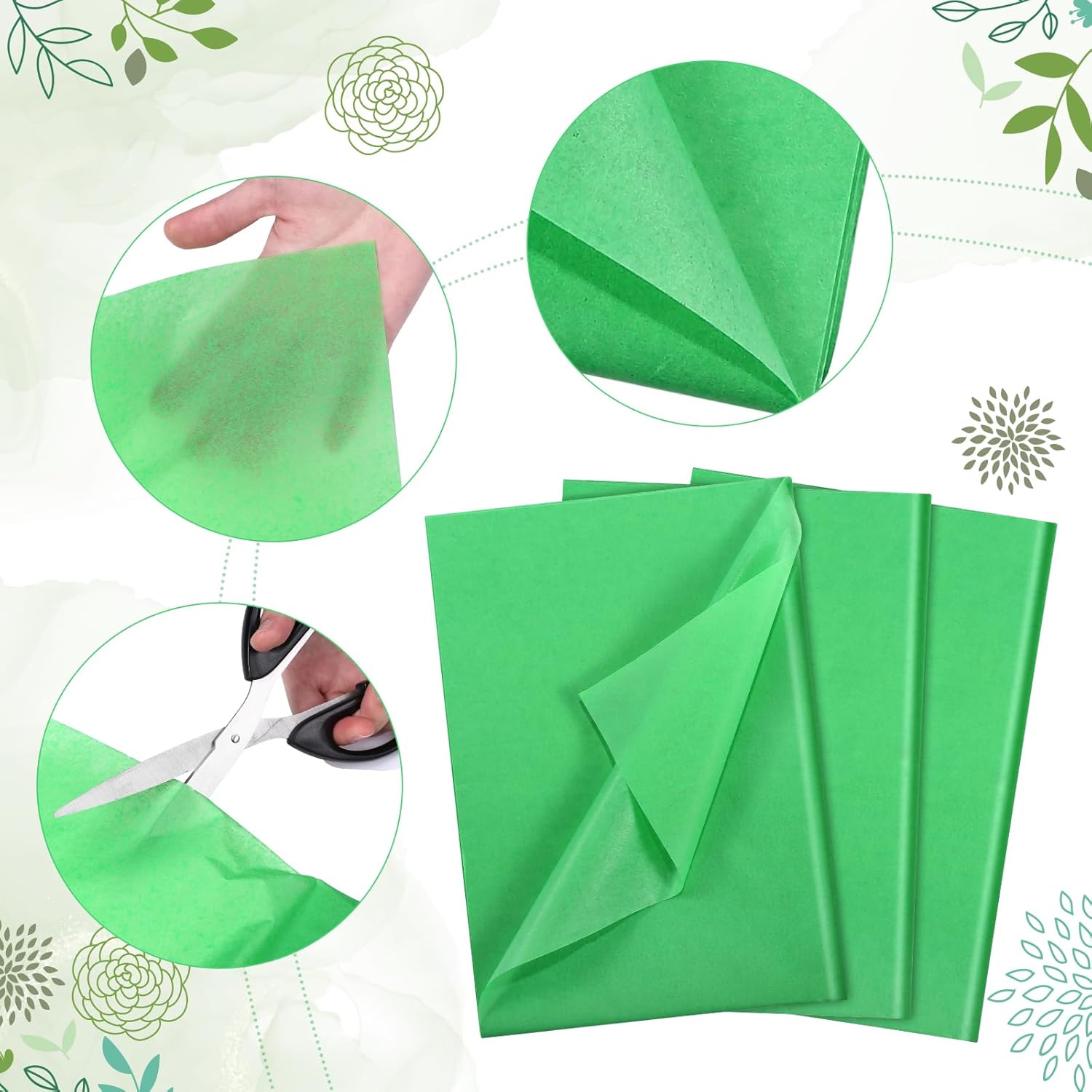Naler 60 Sheets Green Tissue Paper for Gift Wrapping