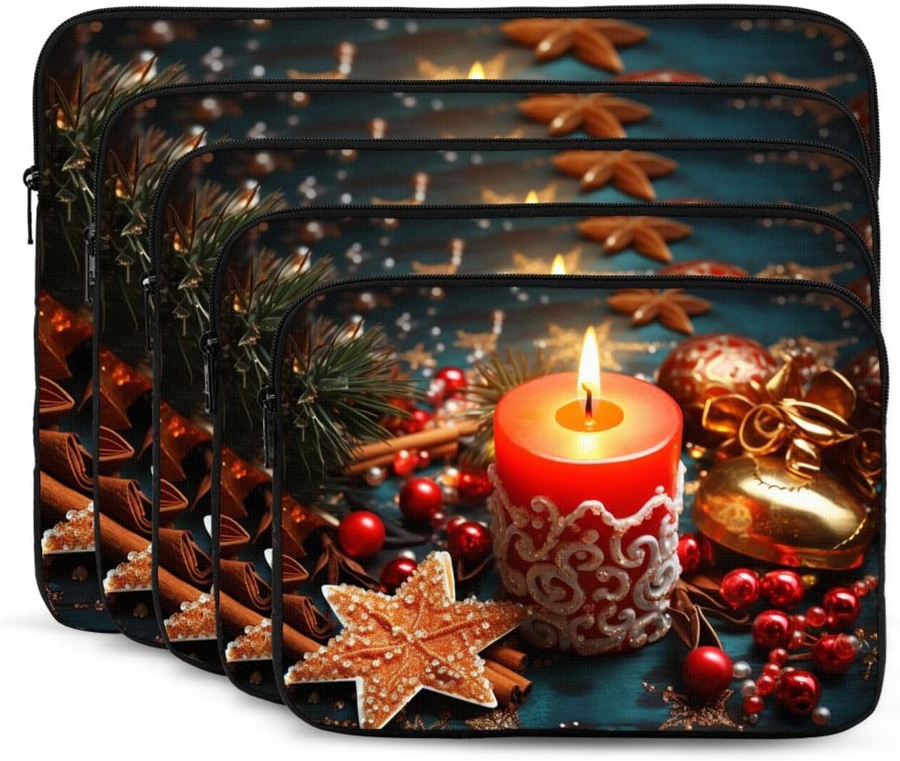 OPSREY Christmas Candle Print Laptop Sleeve 12 Inch