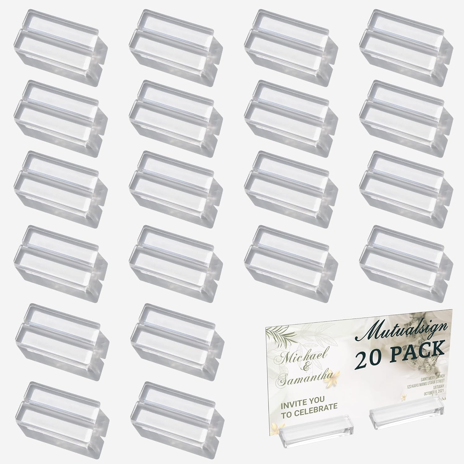 20PCS Clear Acrylic Sign Holders 3 Table Number Stands