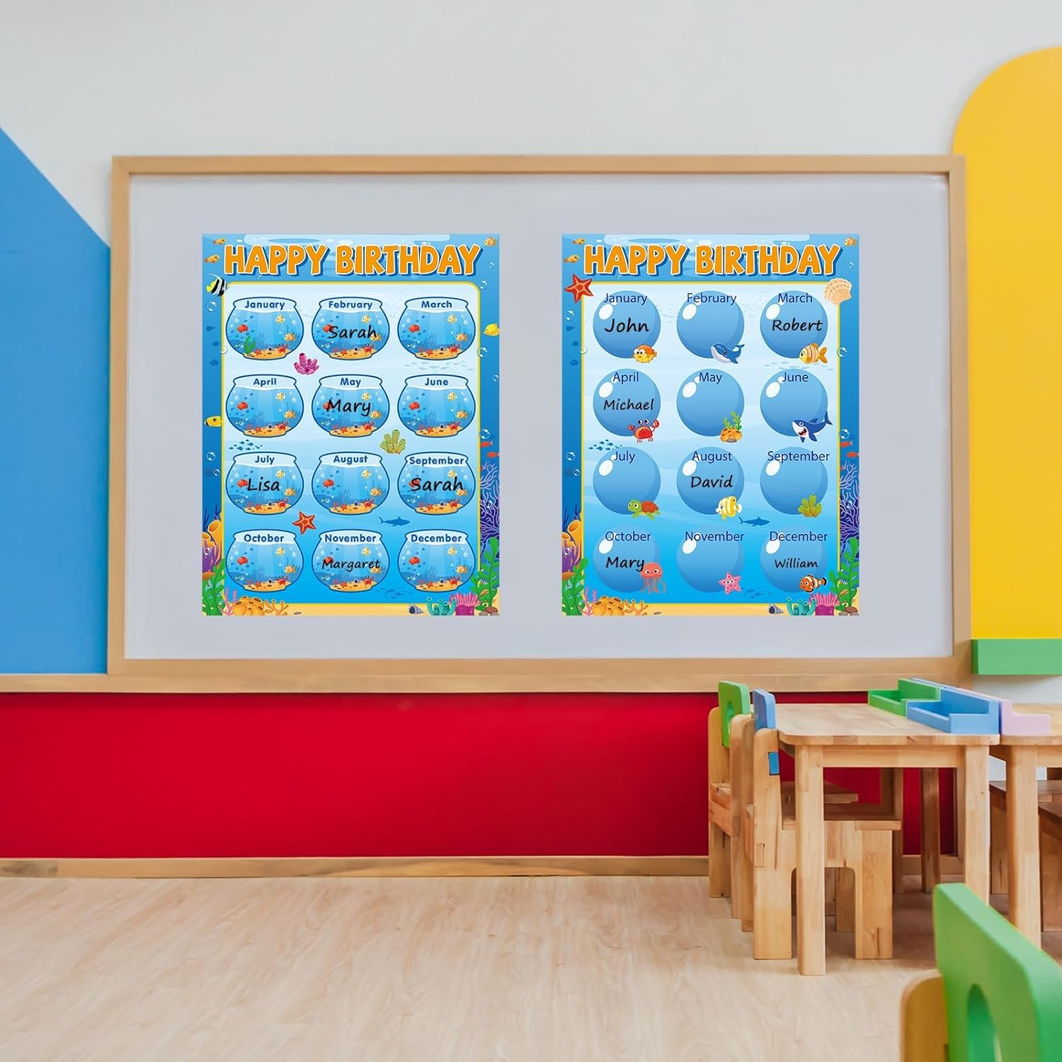 Ocean Animal Happy Birthday Poster Set 177x137 Inches
