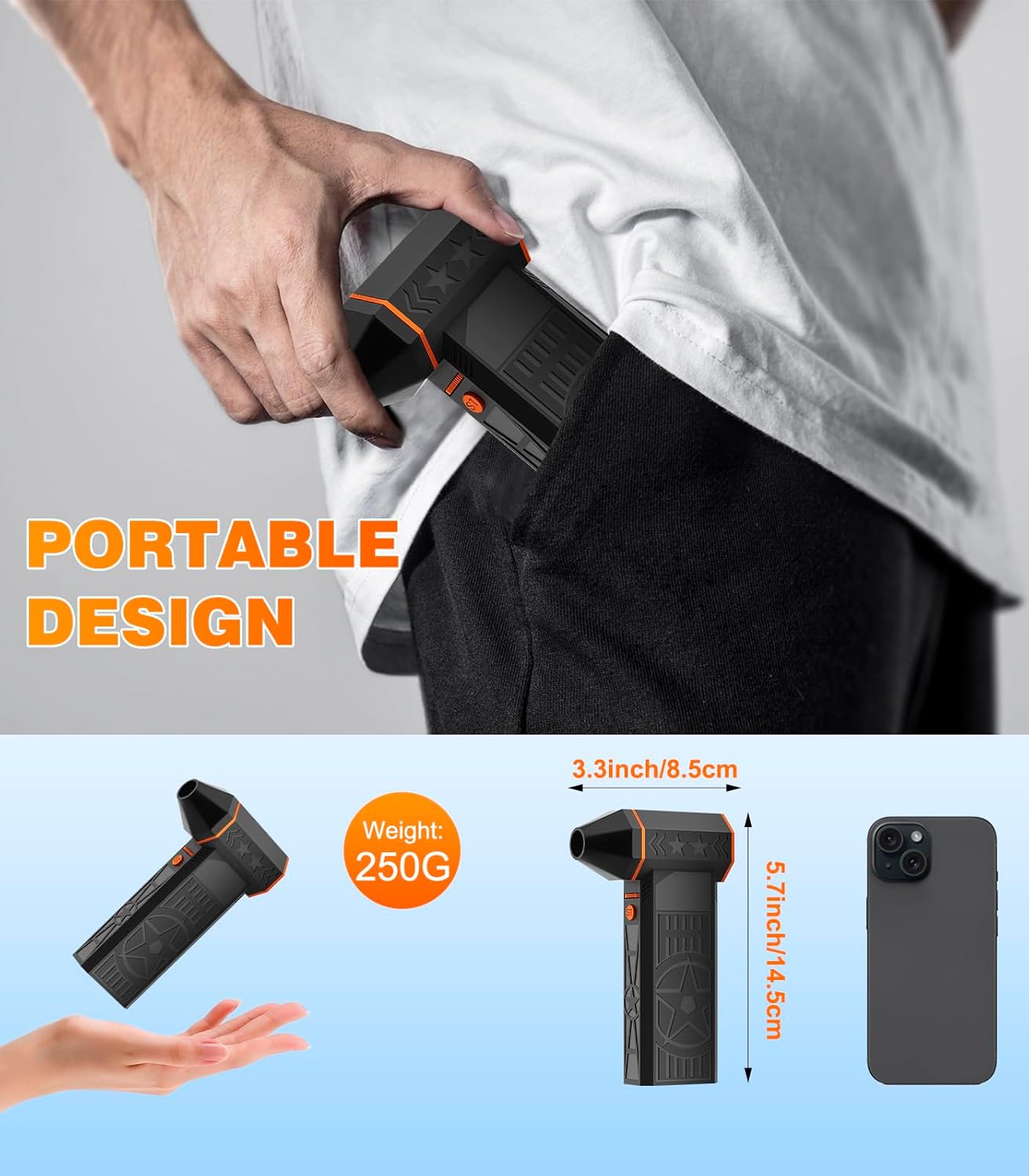 Rilicco Electric Air Duster with Reverse Charging and Variable Speed