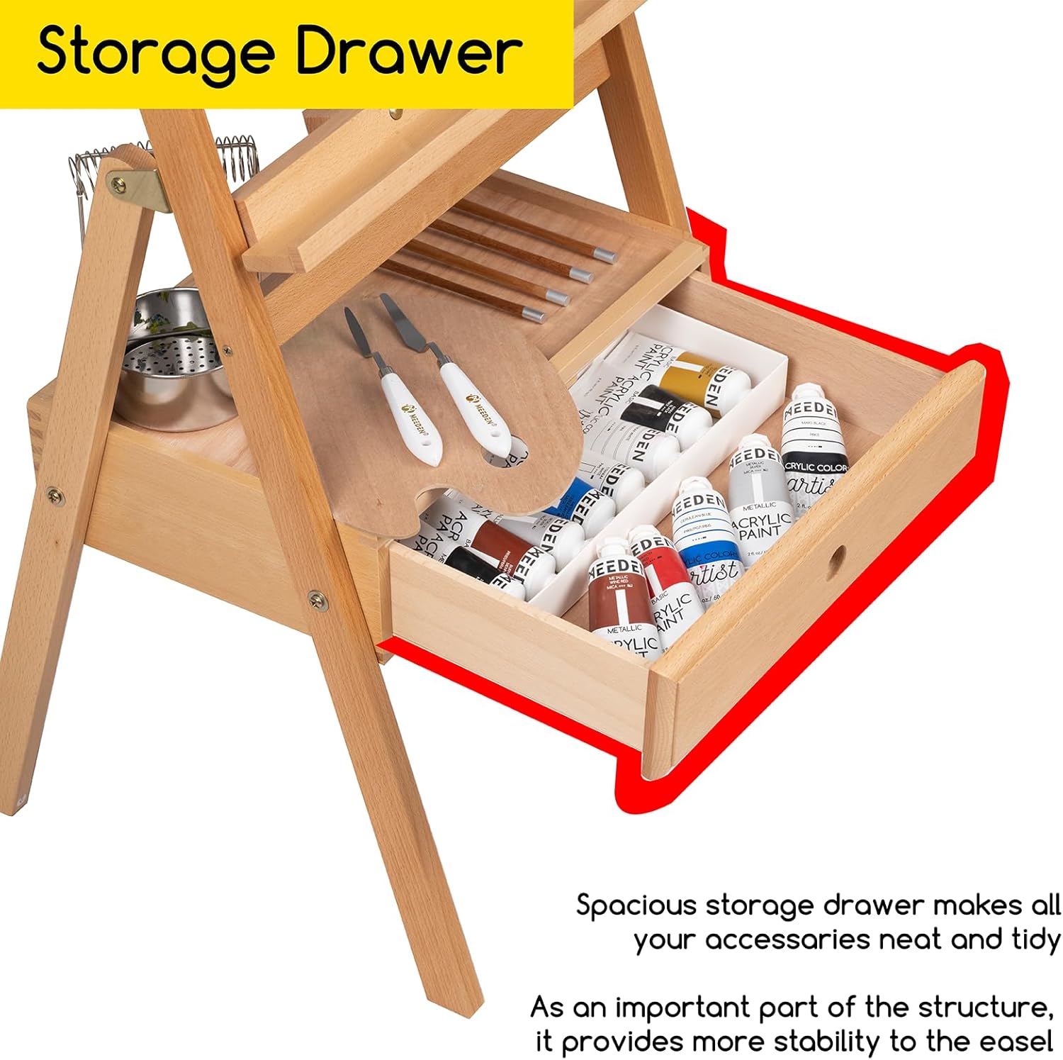 MEEDEN Adjustable Easel with Storage Drawer