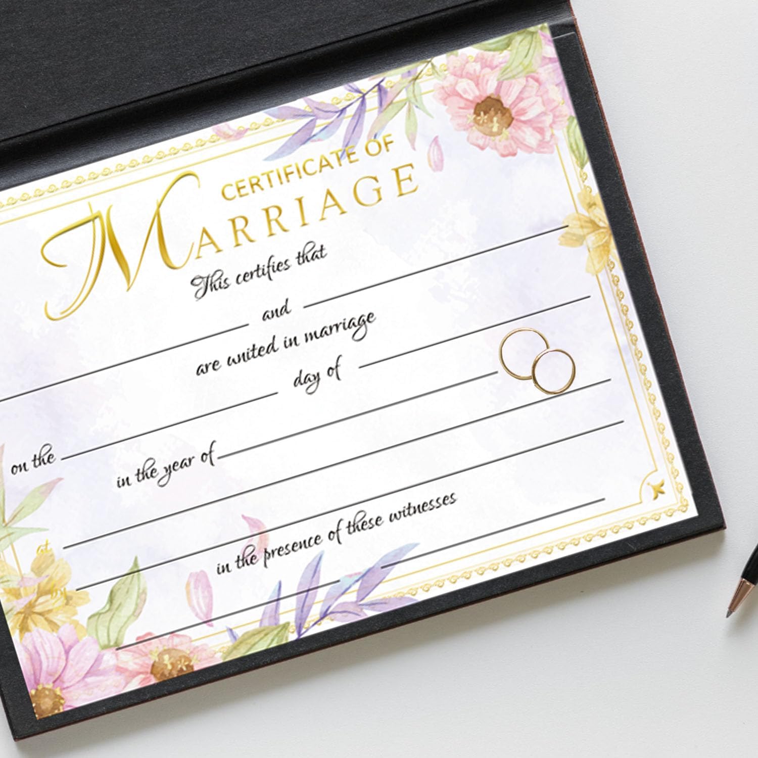 25 Pcs Gold Foil Wedding Certificates 11x85 Inch Blank Ceremony Paper