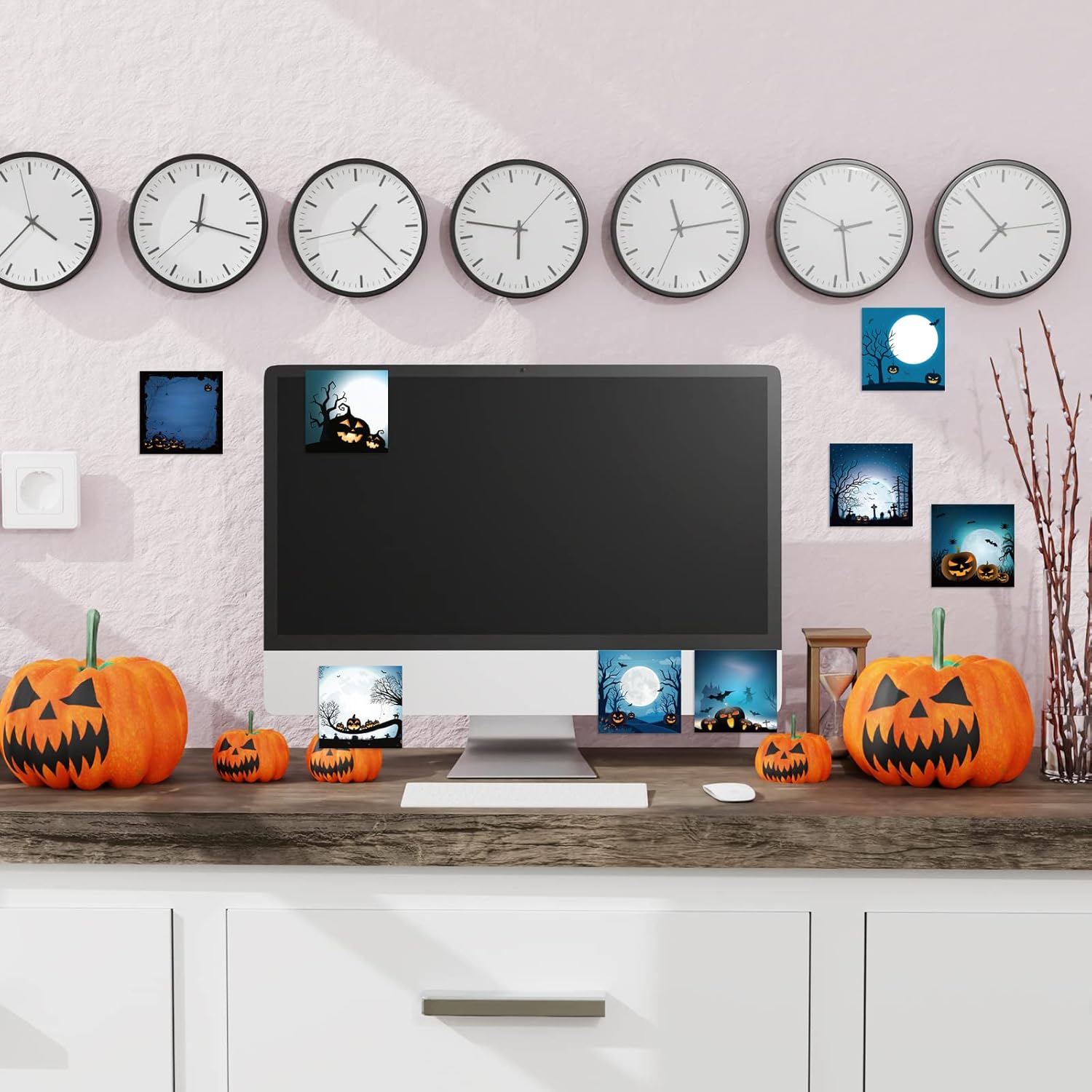 9 Piece Halloween Sticky Note Set with 450 Self-Adhesive Notes