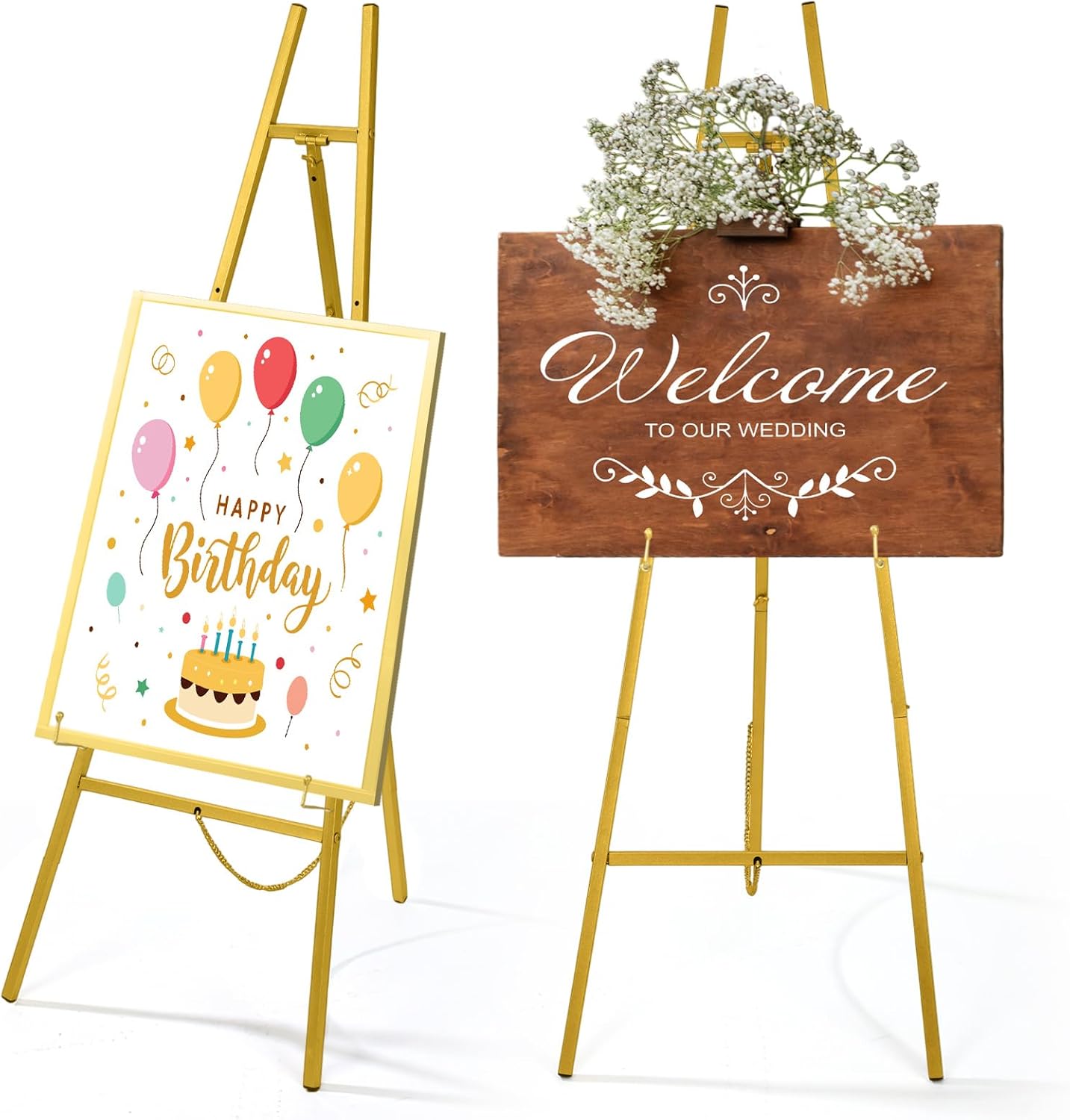Gold 50 Inch Adjustable Easel Stand for Wedding Sign Display
