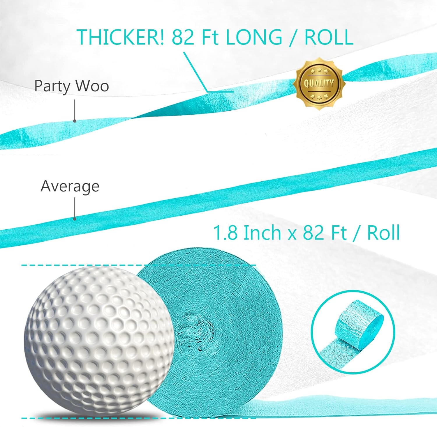 PartyWoo Crepe Paper Streamers 4 Rolls 328ft Pack