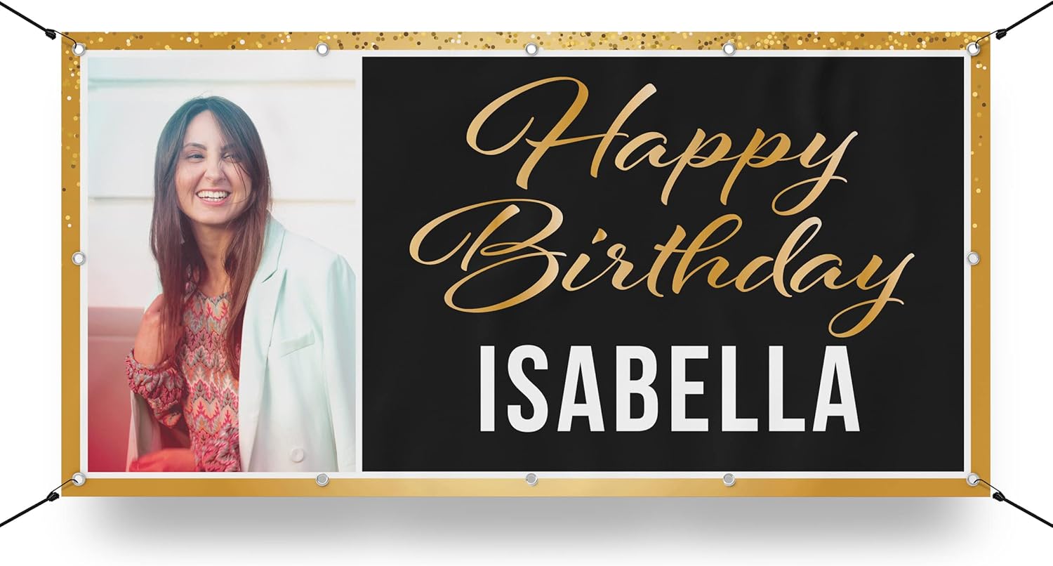 Milweb1 Custom Birthday Vinyl Banner Sign 2x4 Blue Letter Print