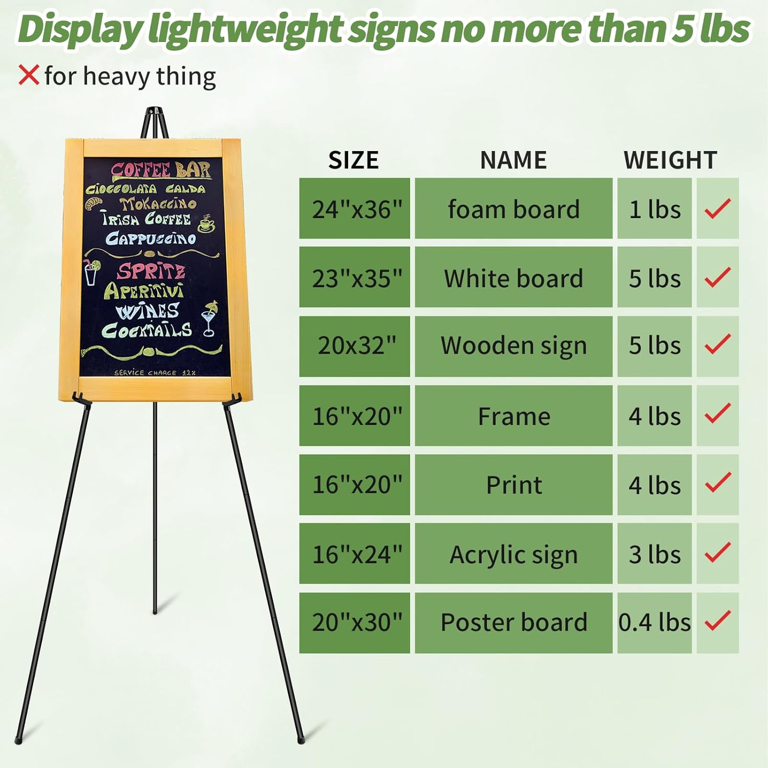 PUJIANG 2 Pack Folding Easel Stand for Signs and Art Displays