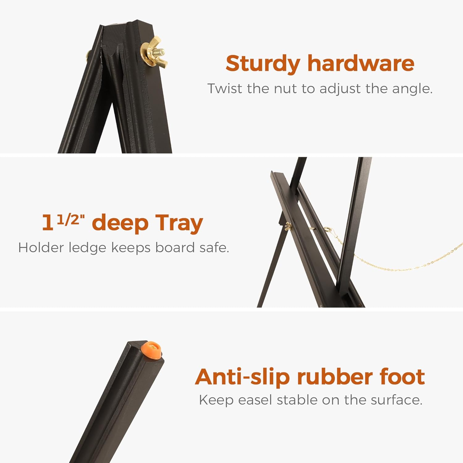 VISWIN 63 Inch Wooden Easel Stand for Display and Painting - Black