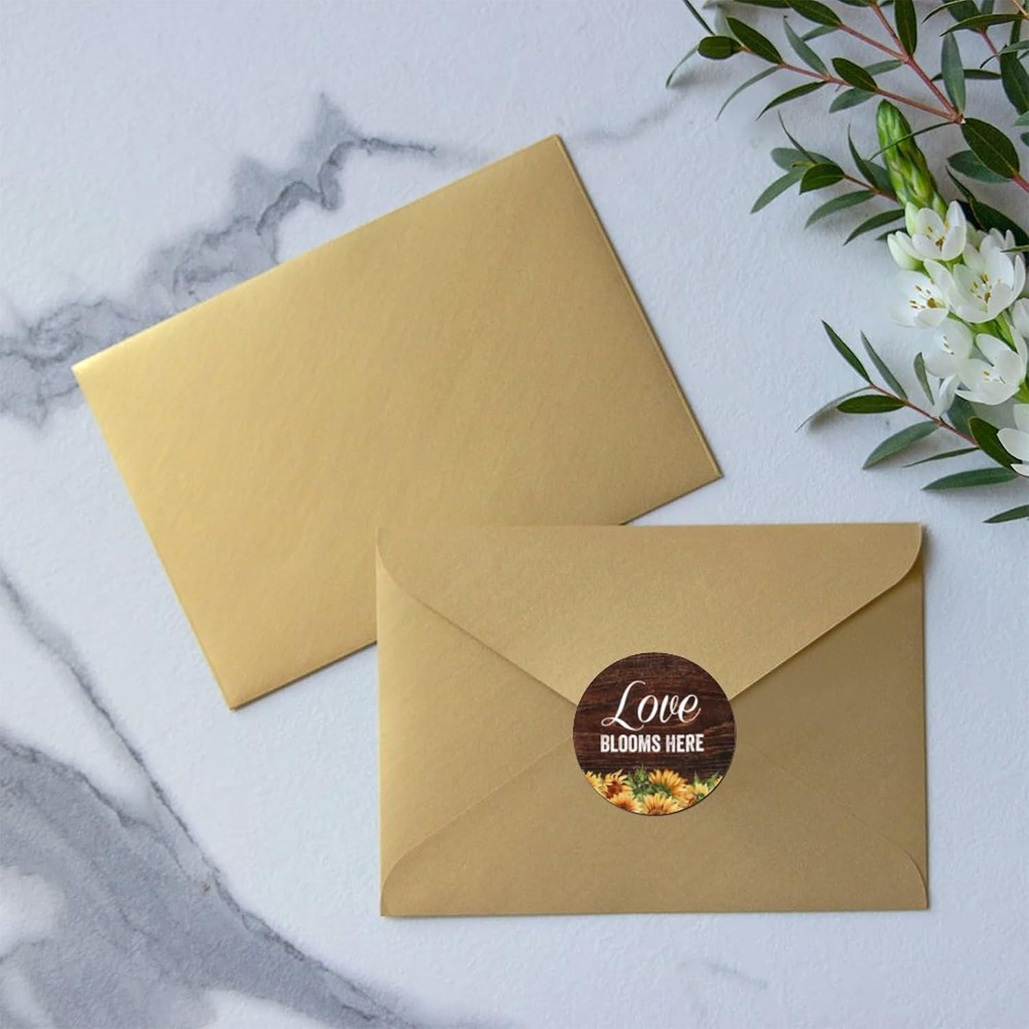 3in Round Label Stickers 100pcs Love Blooms Here Quotes