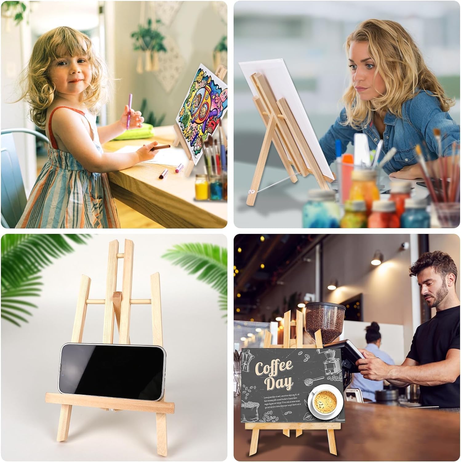 Qatalitic 10PCS 12 Inch Wooden Easel Stand