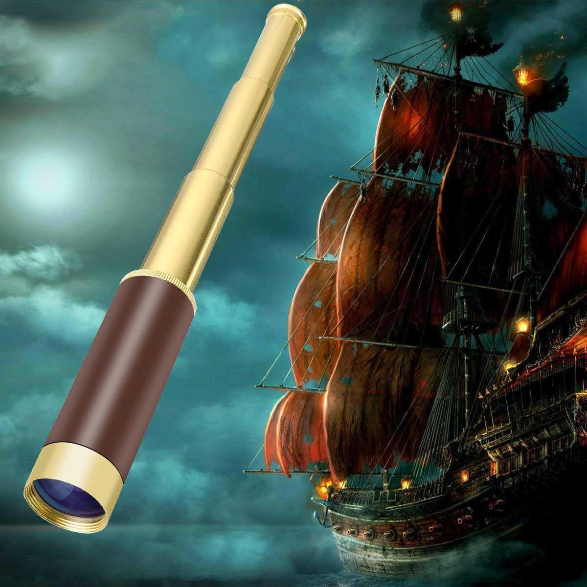 Pirate Monocular Telescope for Kids Adults 25x30 Zoom Portable Spyglass