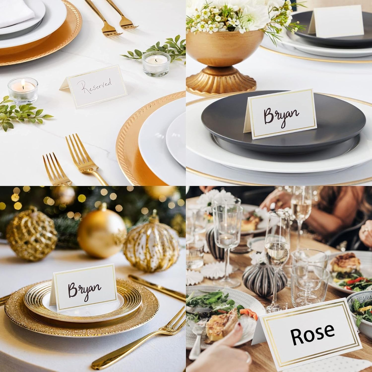 50Pcs Gold Foil Wedding Place Cards with Tent Design