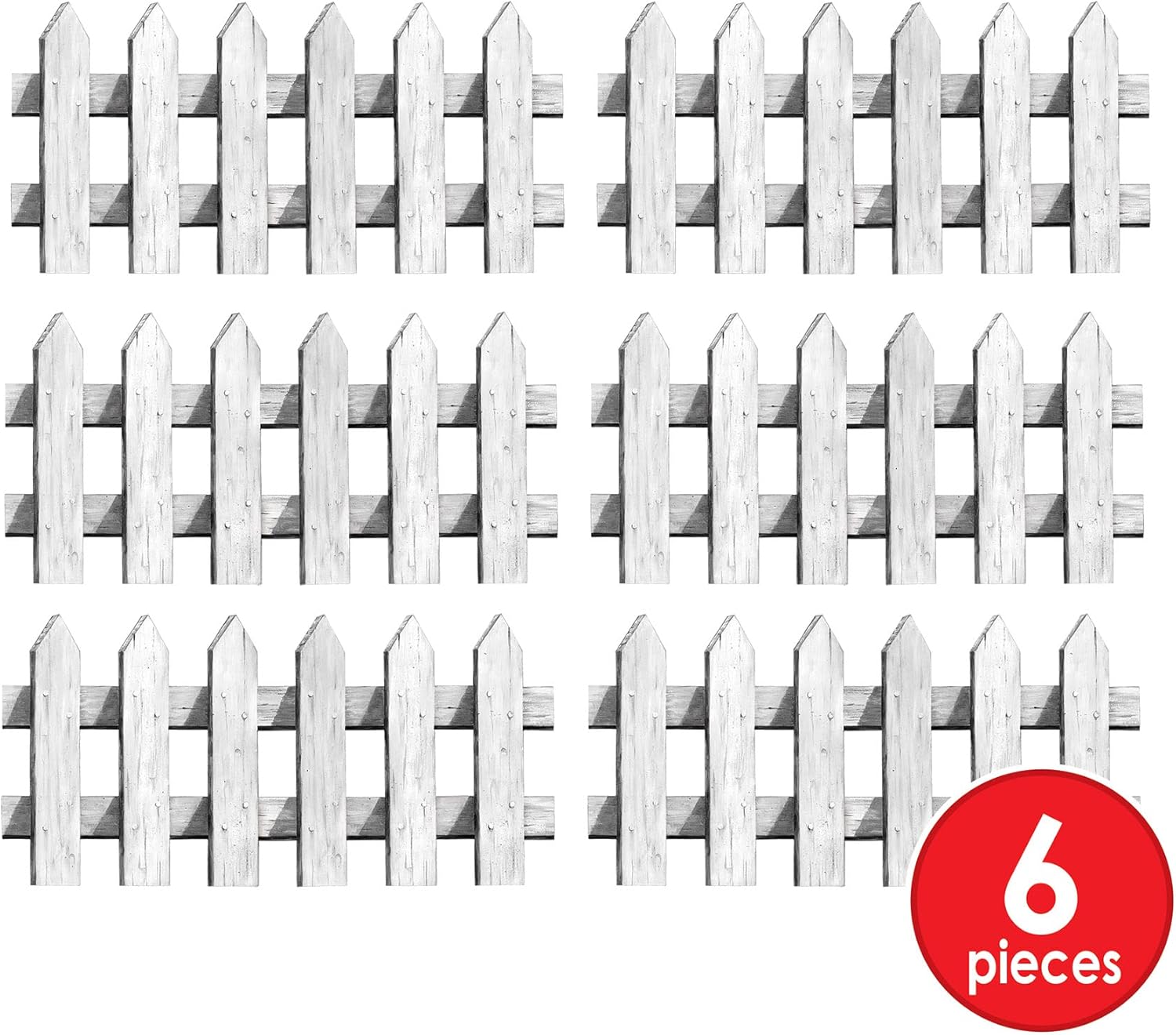 Beistle 6 Piece White Picket Fence Border Decorations