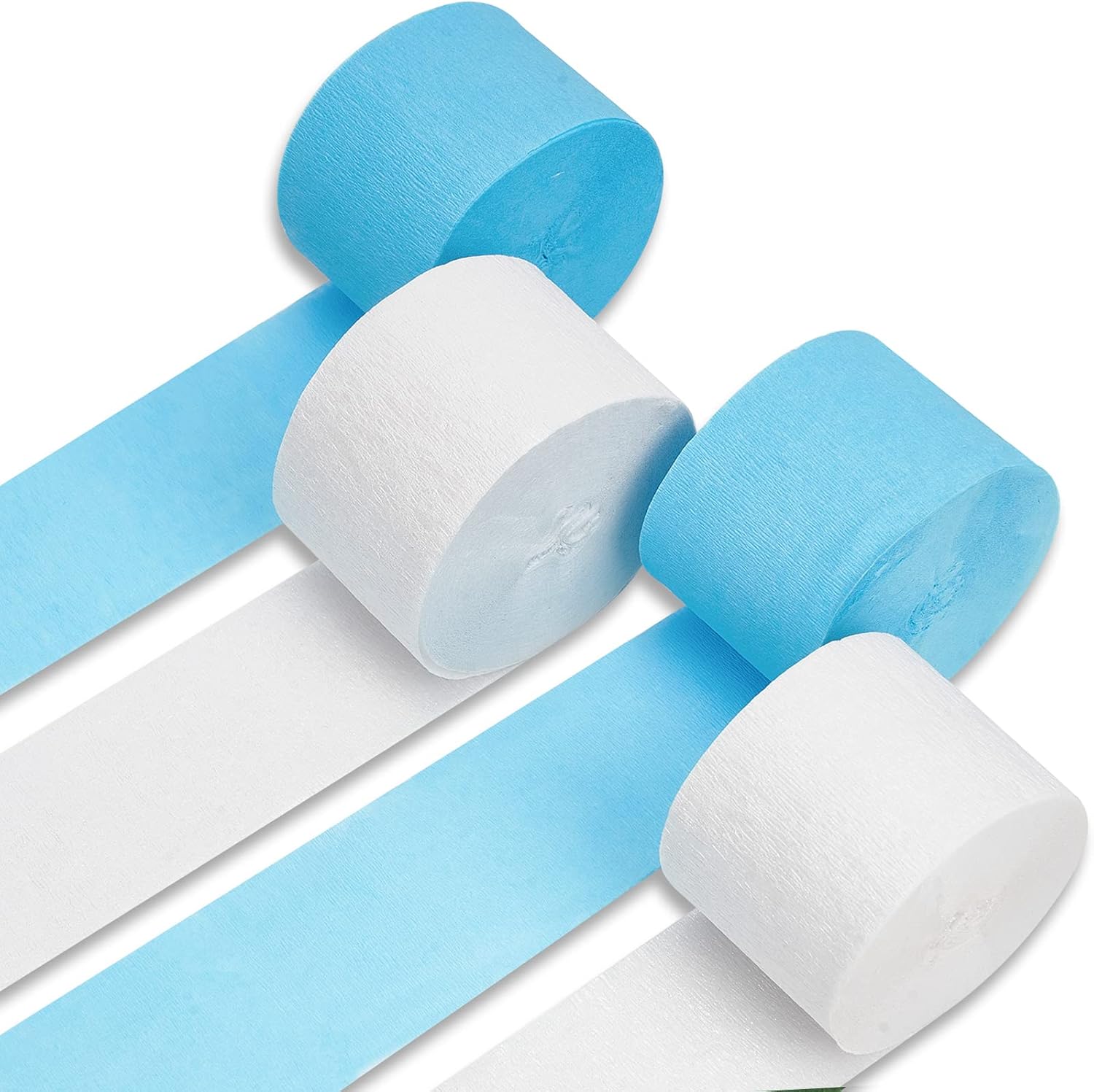 PartyWoo Crepe Paper Streamers 4 Rolls Blue White Decorations