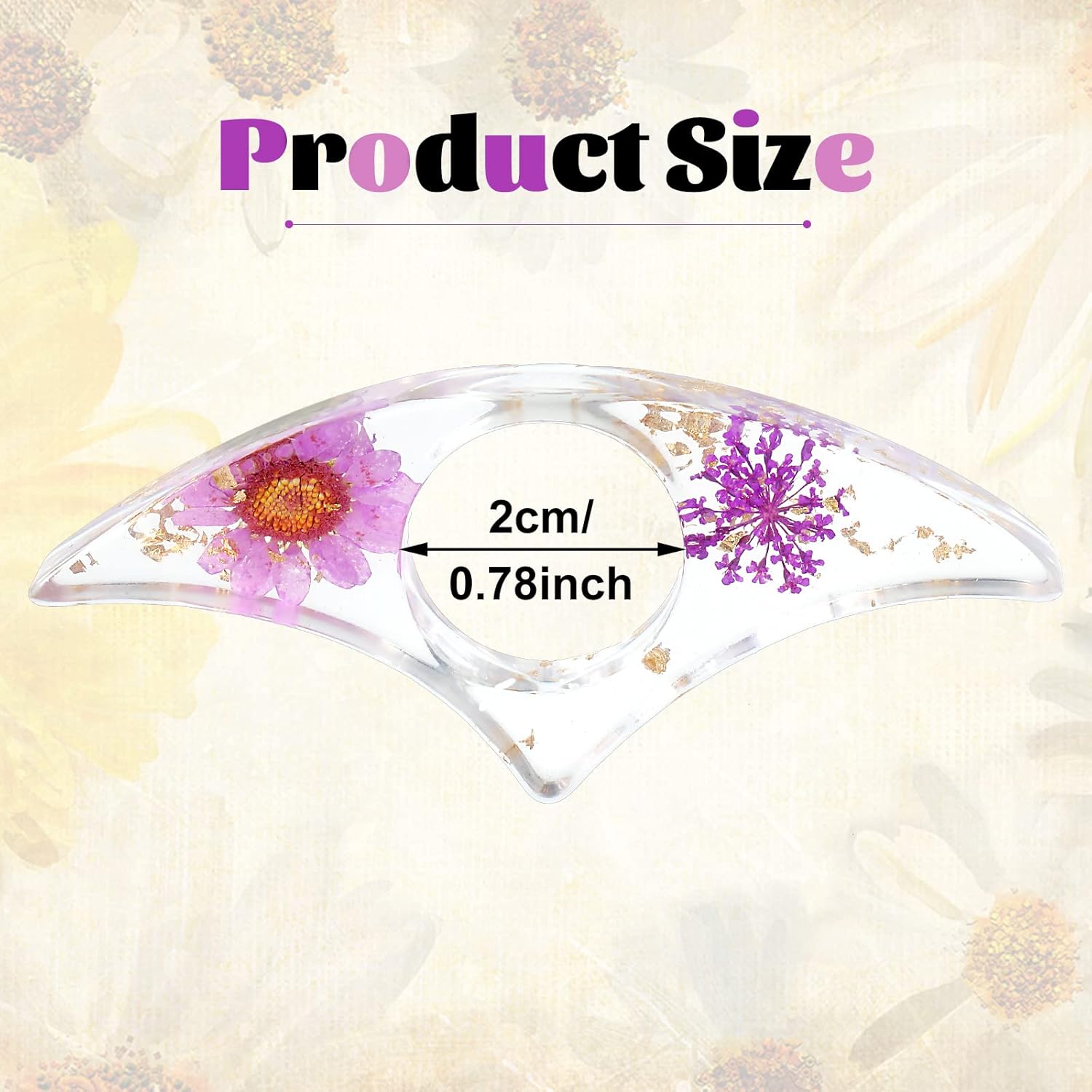 4 Dried Flower Resin Book Page Holders with Arch Design