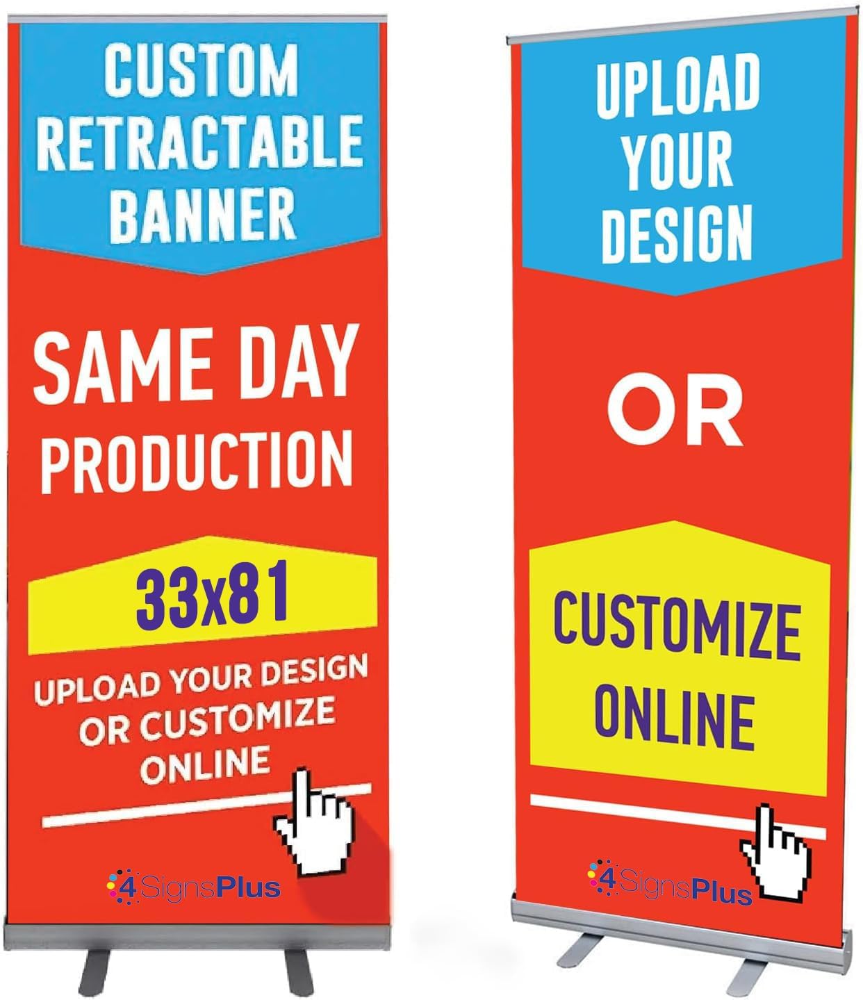 Custom Retractable Banner with Aluminum Frame - Silver Stand 33x81