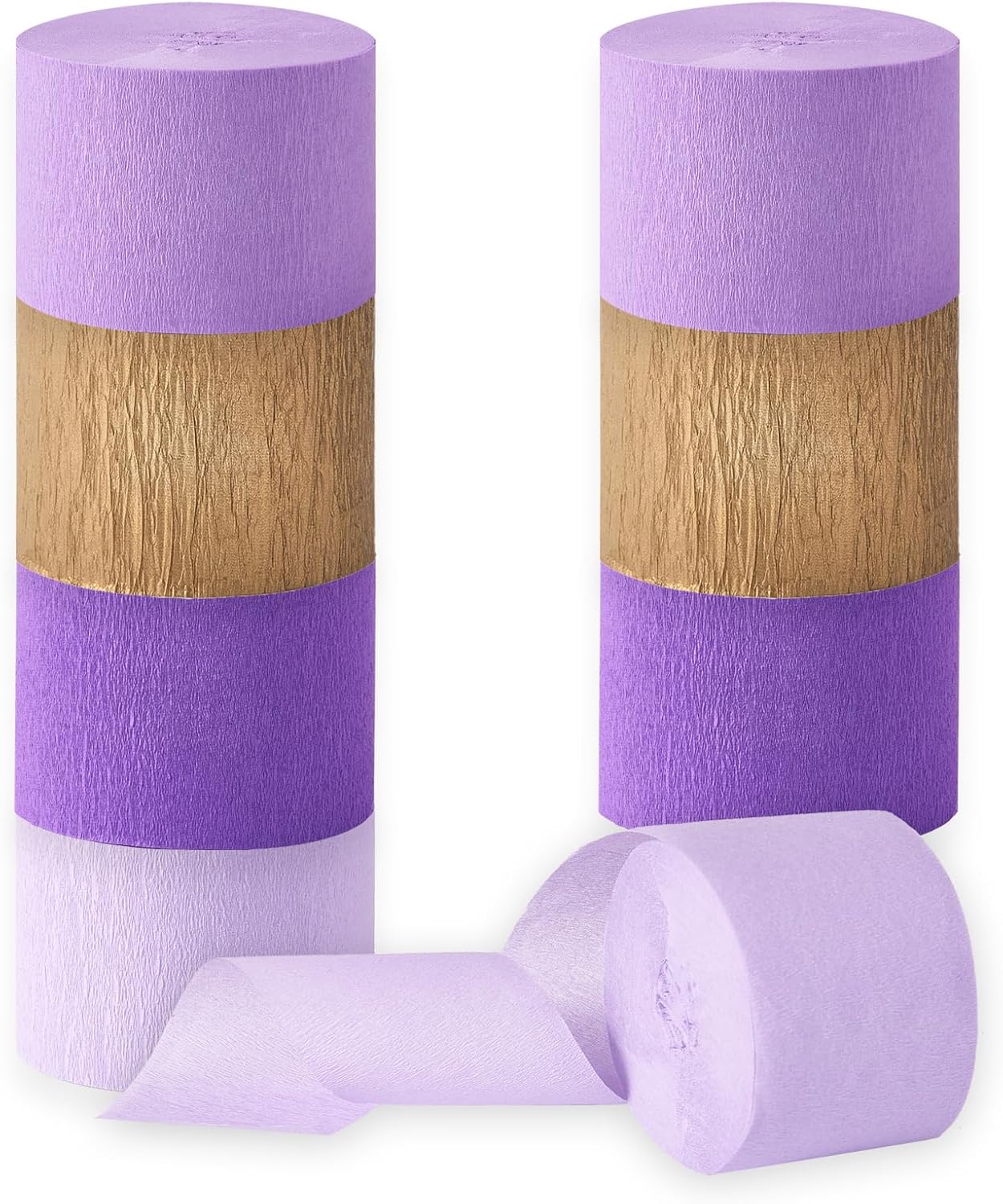 Purple Gold Crepe Paper Streamers 8 Rolls 18 Inch x 82 Ft