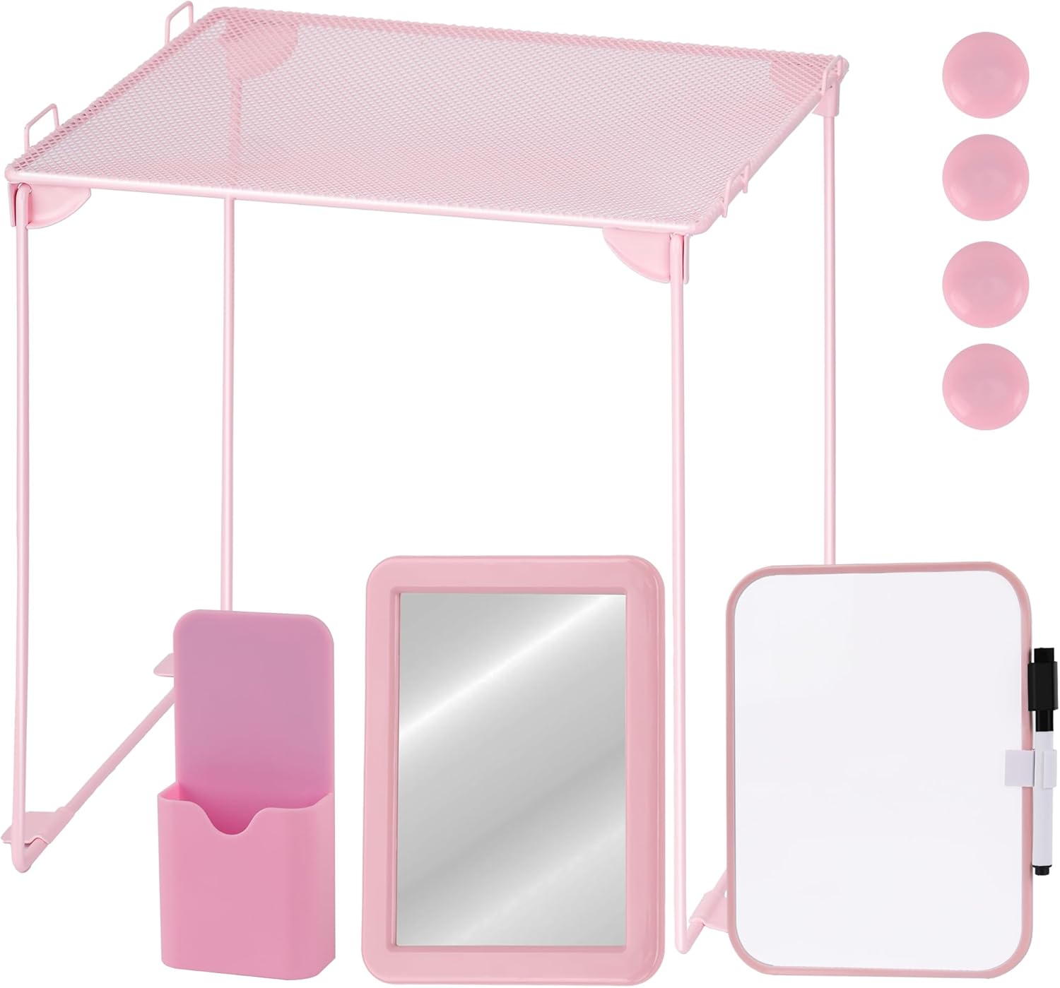 Pink Locker Accessories with Shelf Mirror and Whiteboard