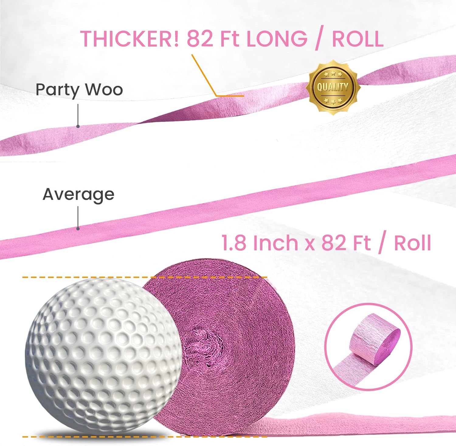 PartyWoo Crepe Paper Streamers 6 Rolls 492 Feet Pack