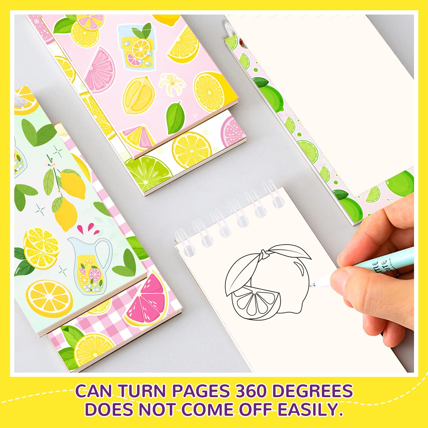 Lemon Mini Spiral Notebooks 24 Pcs Party Favors