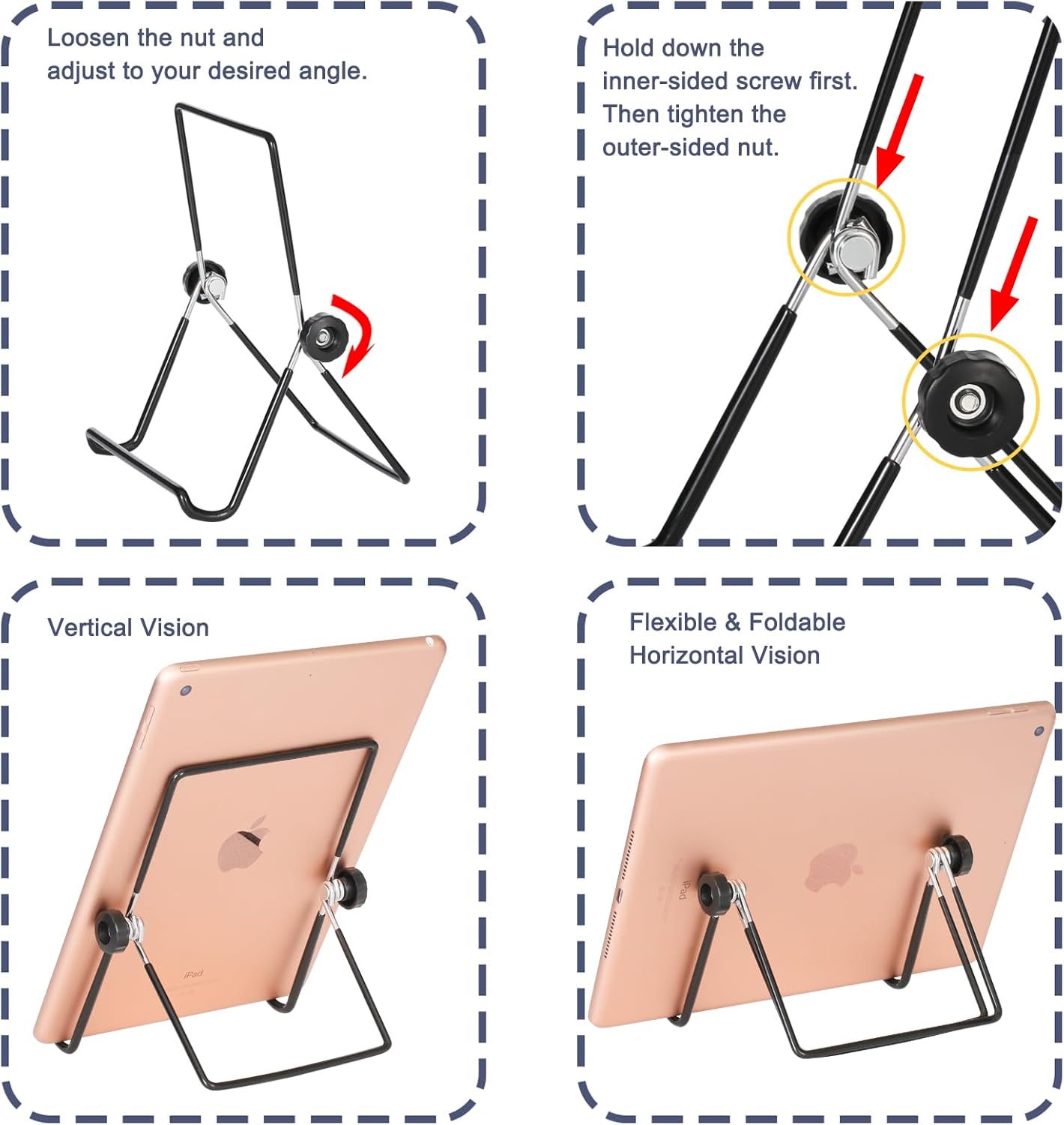 Artliving 2 Pack Adjustable Iron Display Stand Easel Foldable Table Holder