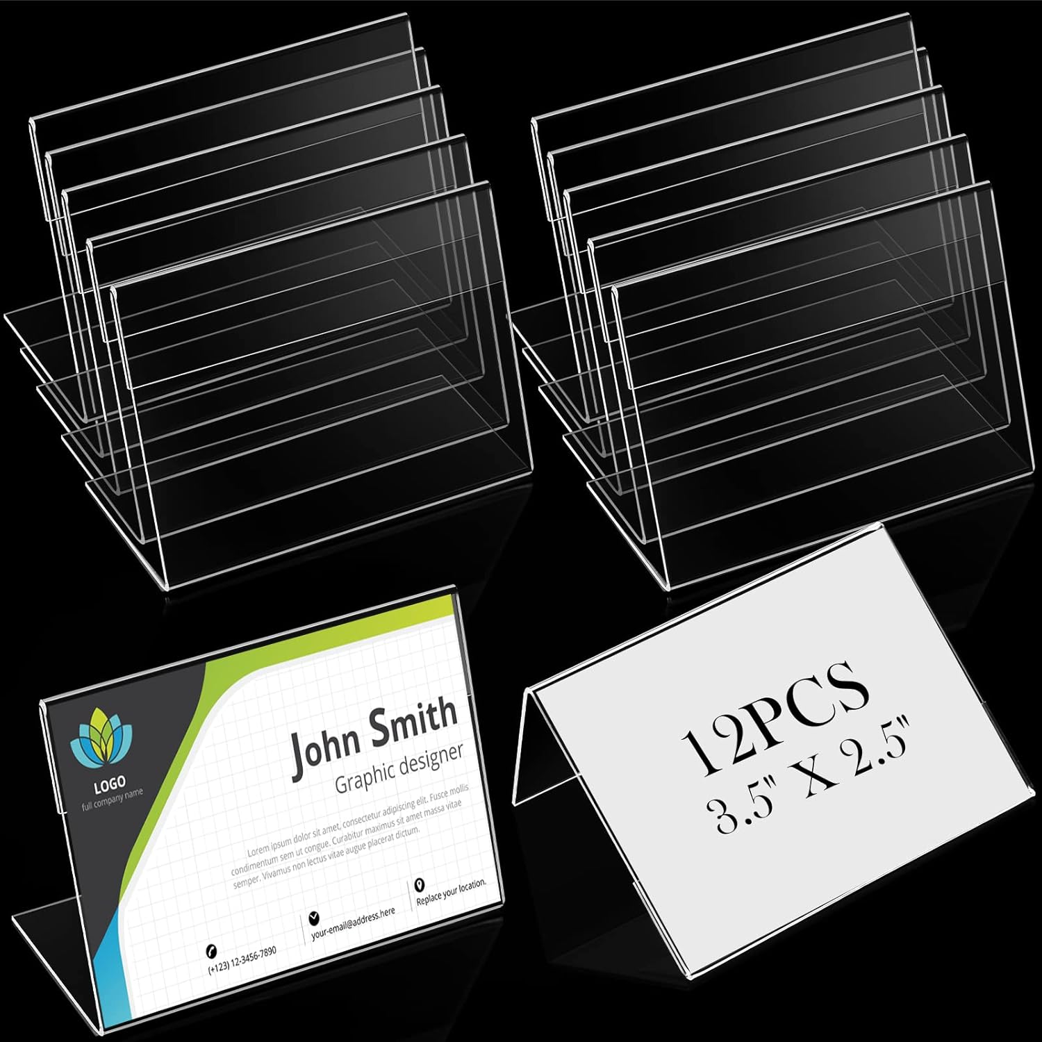 Teling 35 x 25 Inch Acrylic Business Card Holder L Shaped Stand