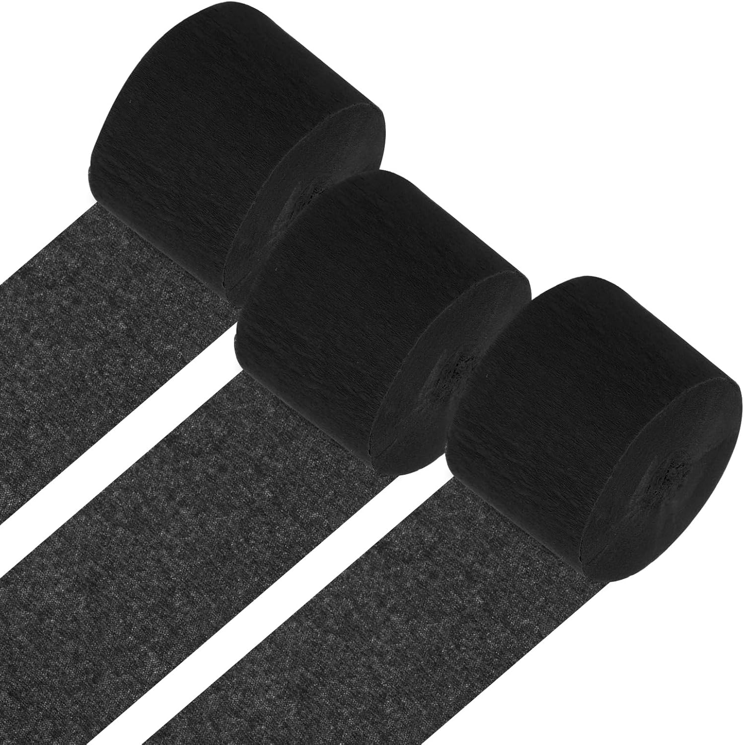 PATIKIL Crepe Paper Streamers 3 Rolls Black 18 Inch x 82 Ft