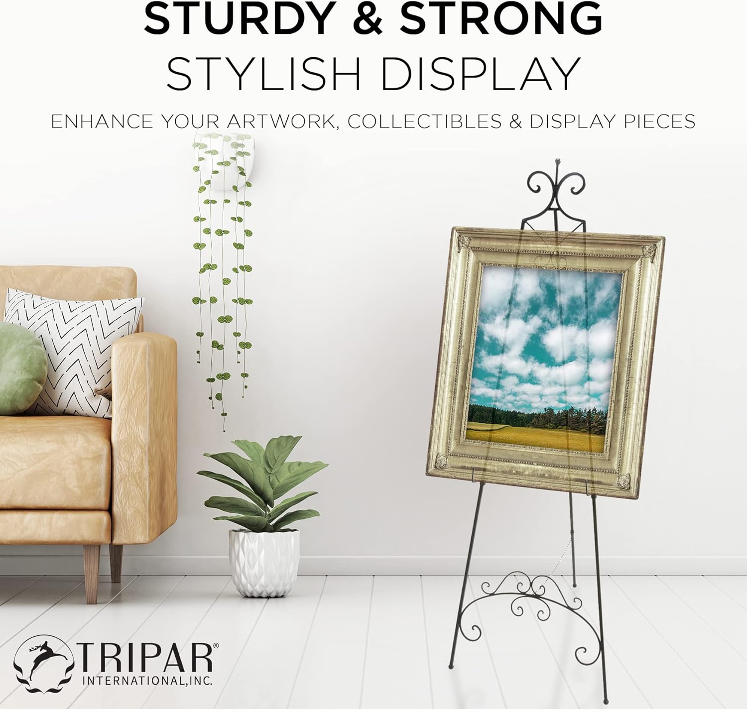 Tripar 65 Inch Metal Black Easel for Art and Display