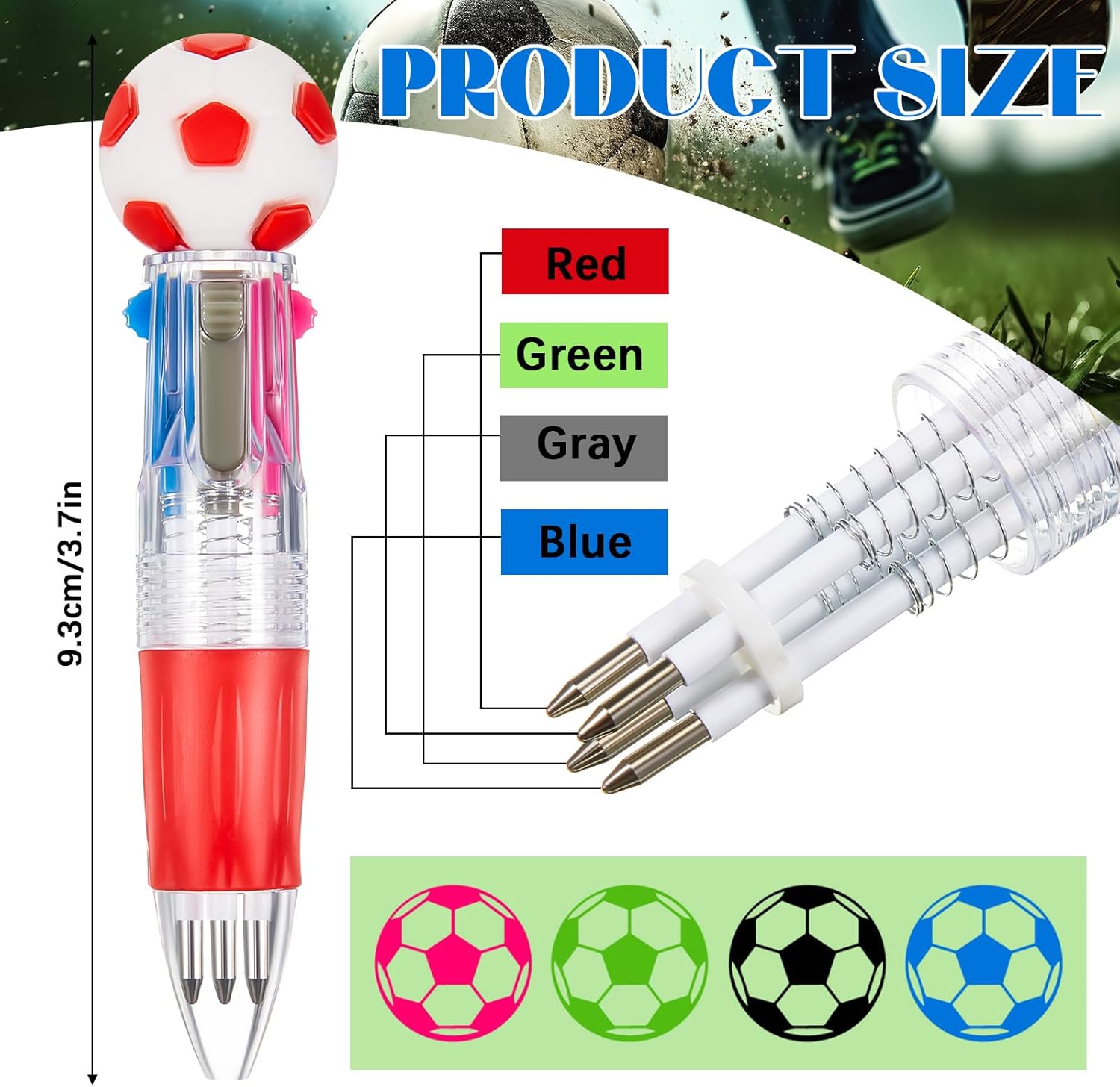 Kosiz 24 Pack Soccer Themed Multicolor Pens