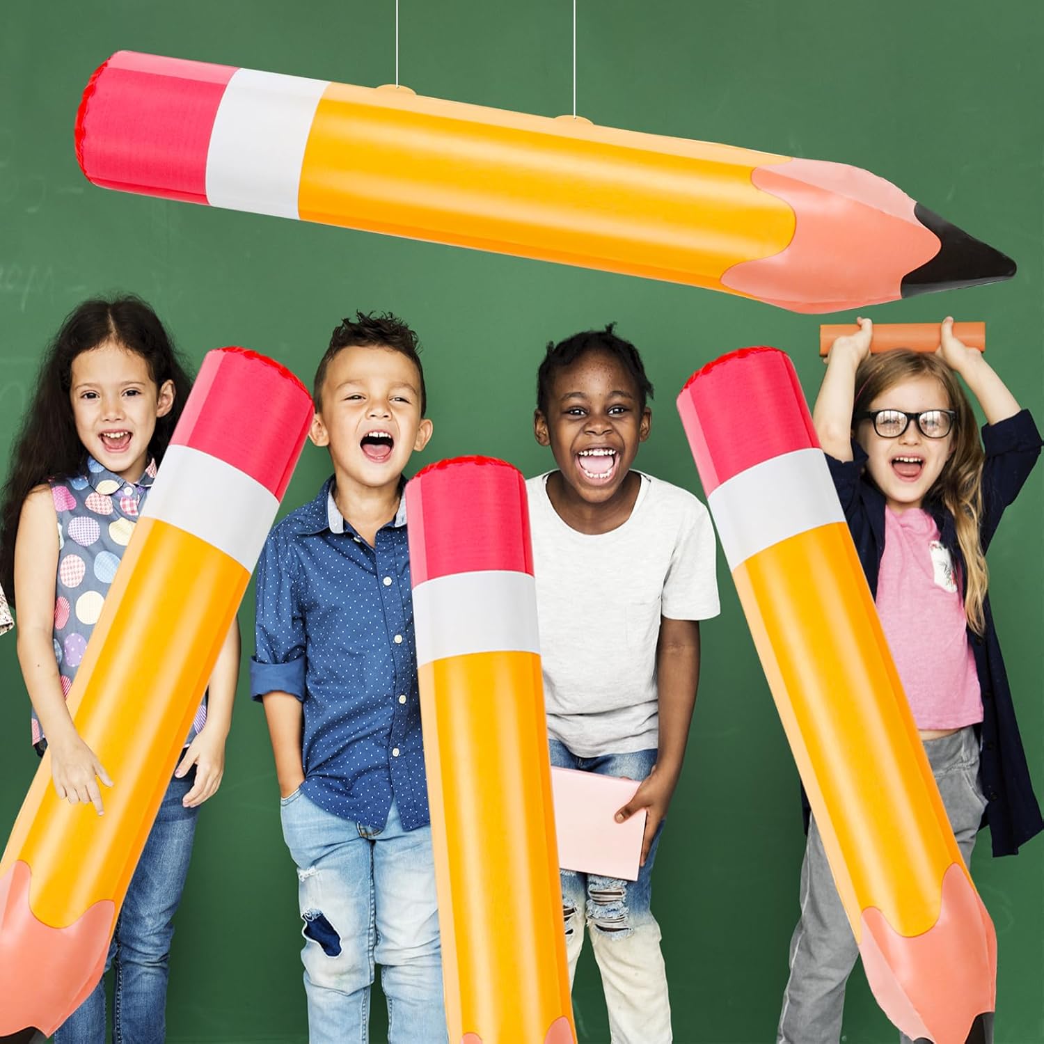 FOIMAS 6 Pack Giant Inflatable Pencils 275 Inch Yellow Decor