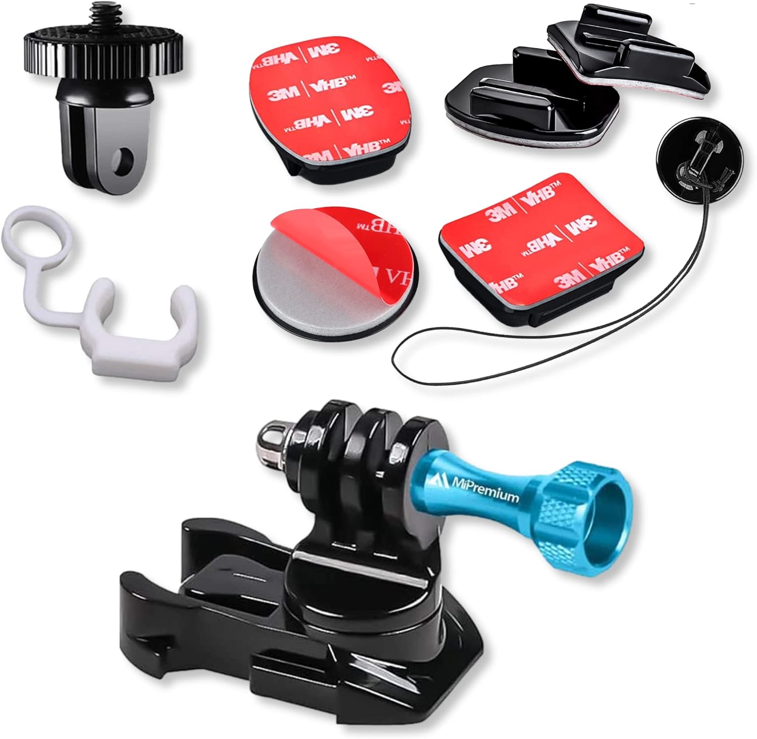 MiPremium Helmet and Surfboard Mount Adapter with Adhesive Pads and Aluminum Screw