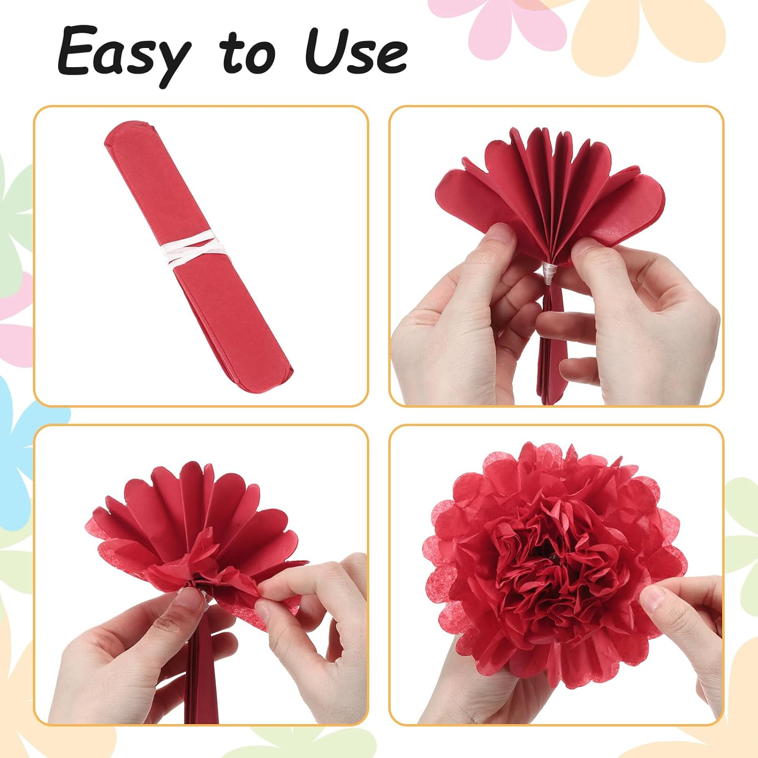 MECCANIXITY 5Pcs Black Paper Pom Poms for Decor