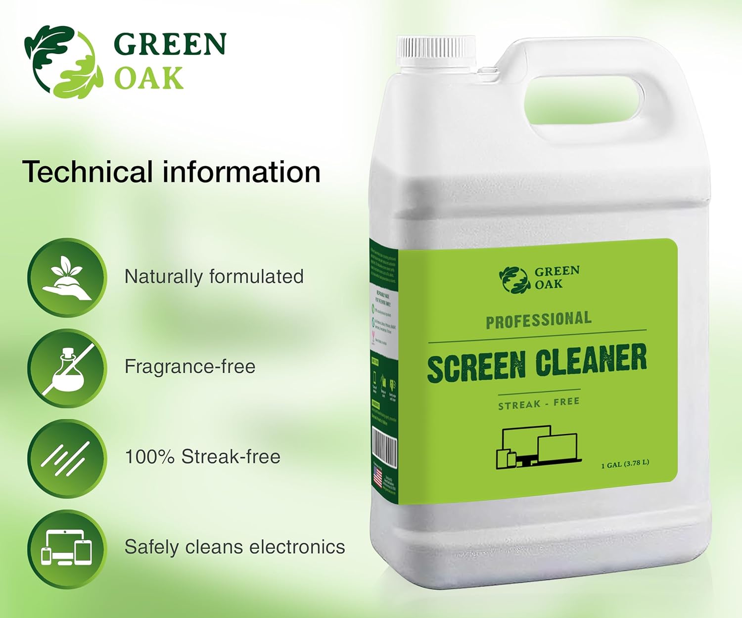 Green Oak Screen Cleaner Refill 1 Gallon
