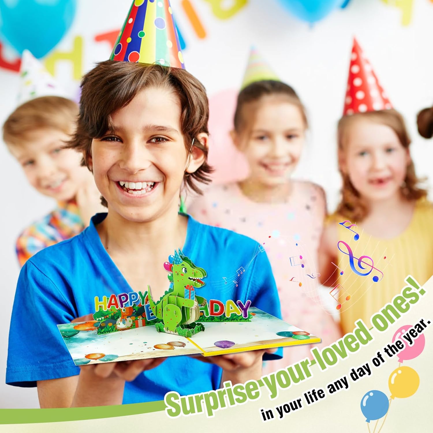 FaCraft Dinosaur Musical Birthday Card with Light and Music